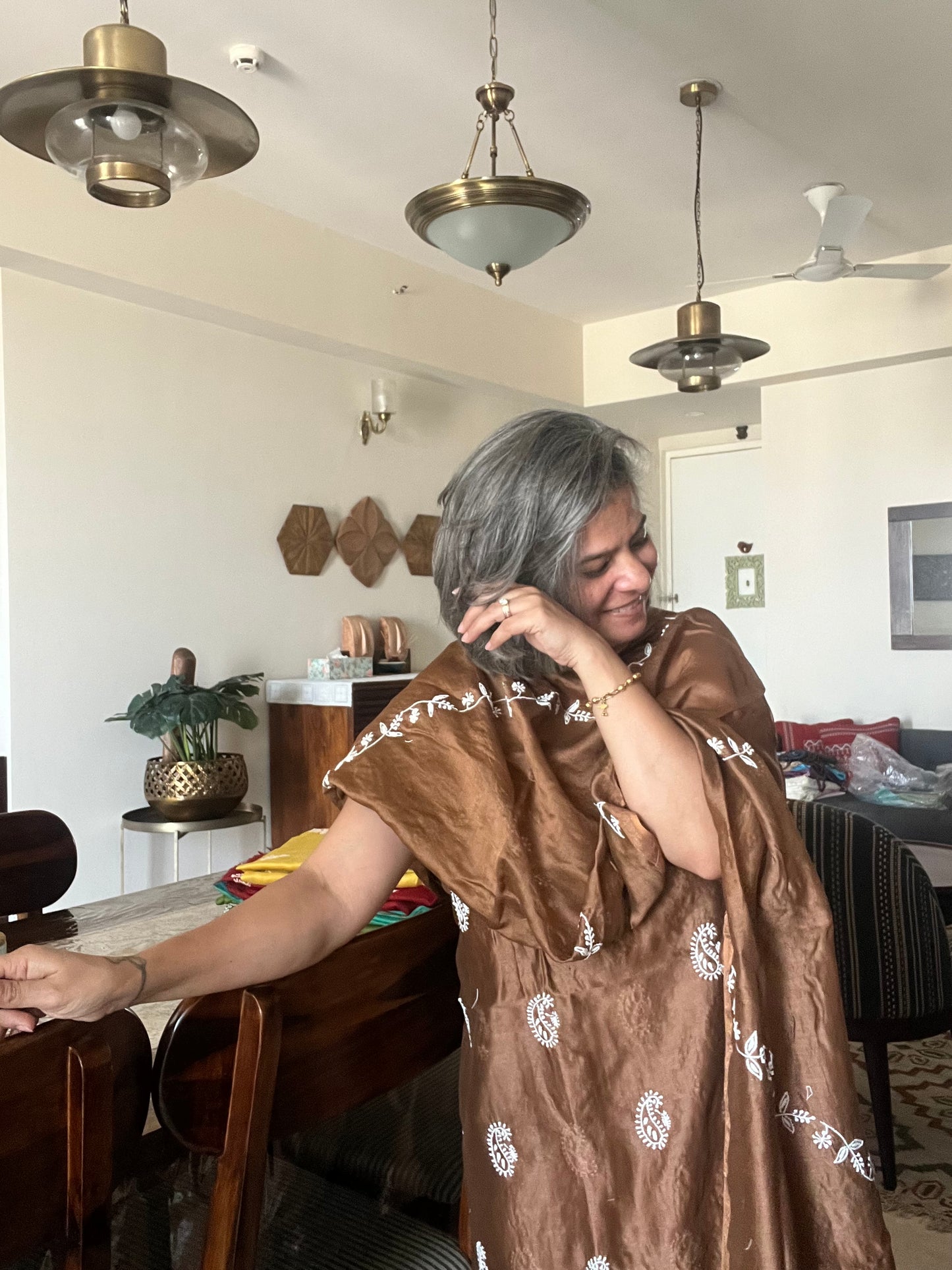 Chanderi chikan kurta and Dupatta