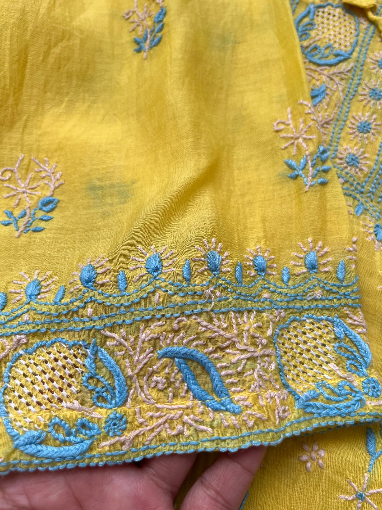 Chanderi Chikankari Kurta silk Dupatta