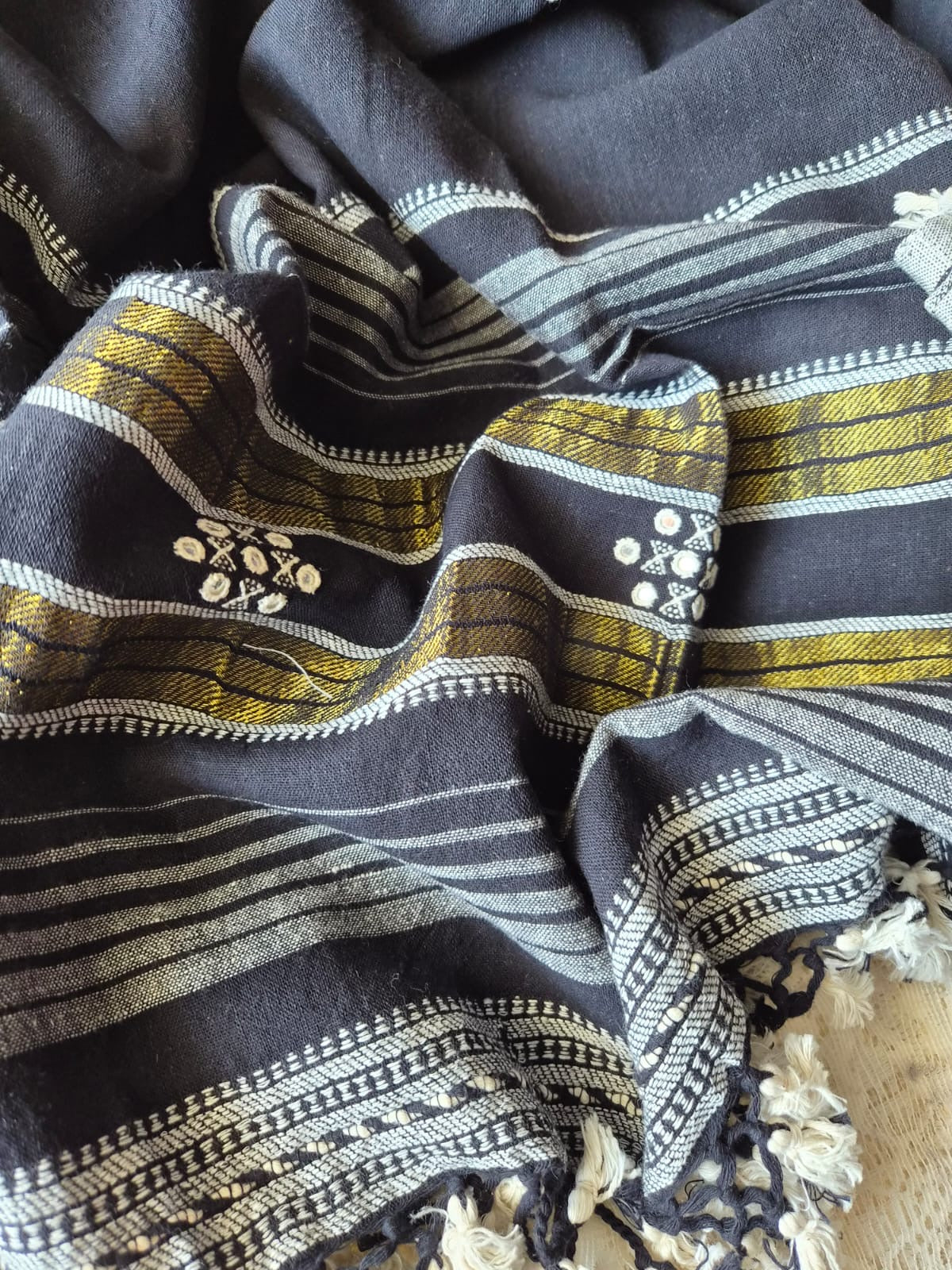 Handwoven organic kala Cotton kurta bottom dupatta