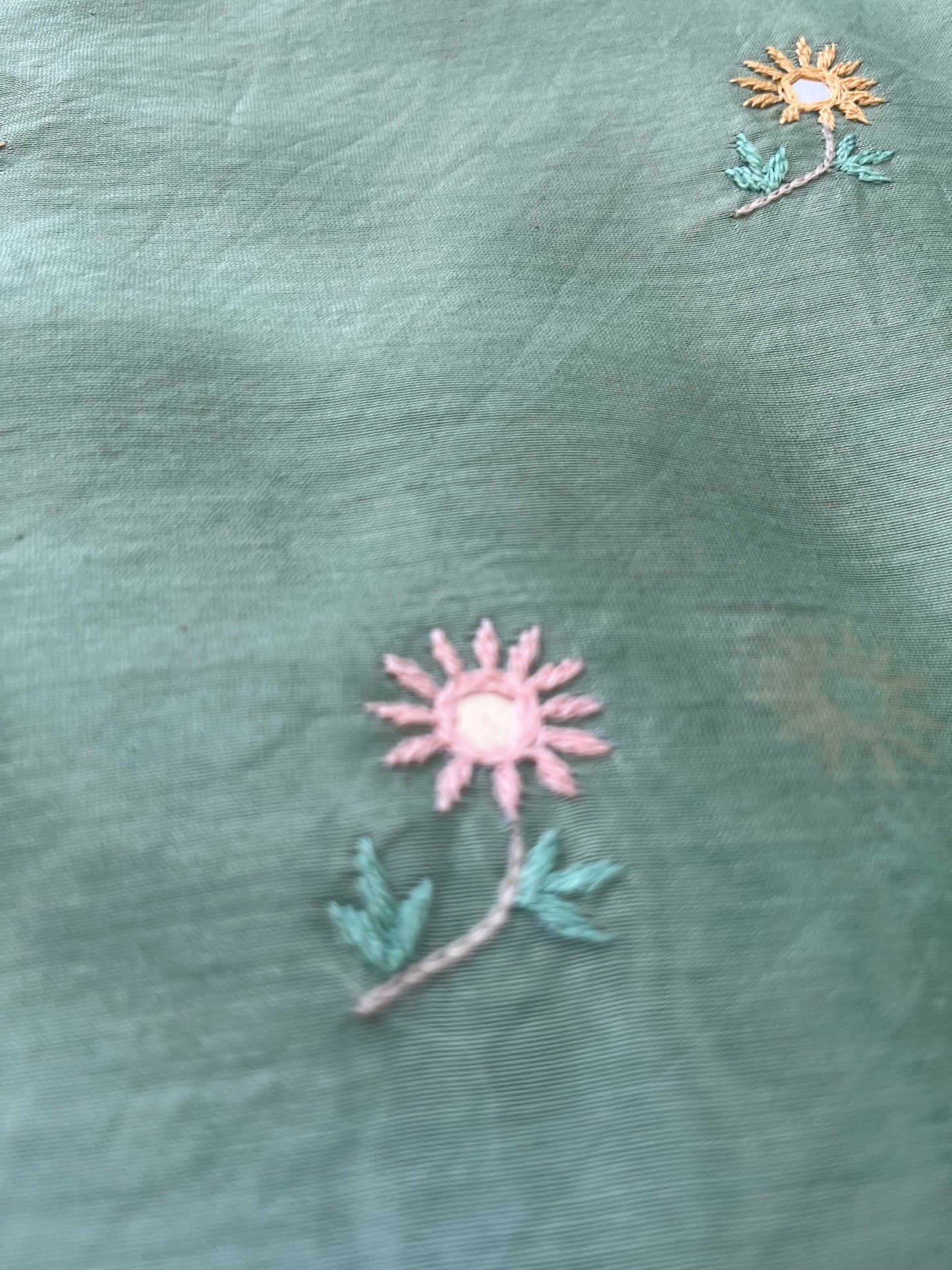 Hand embroidered chanderi kurta kota silk chikan work dupatta