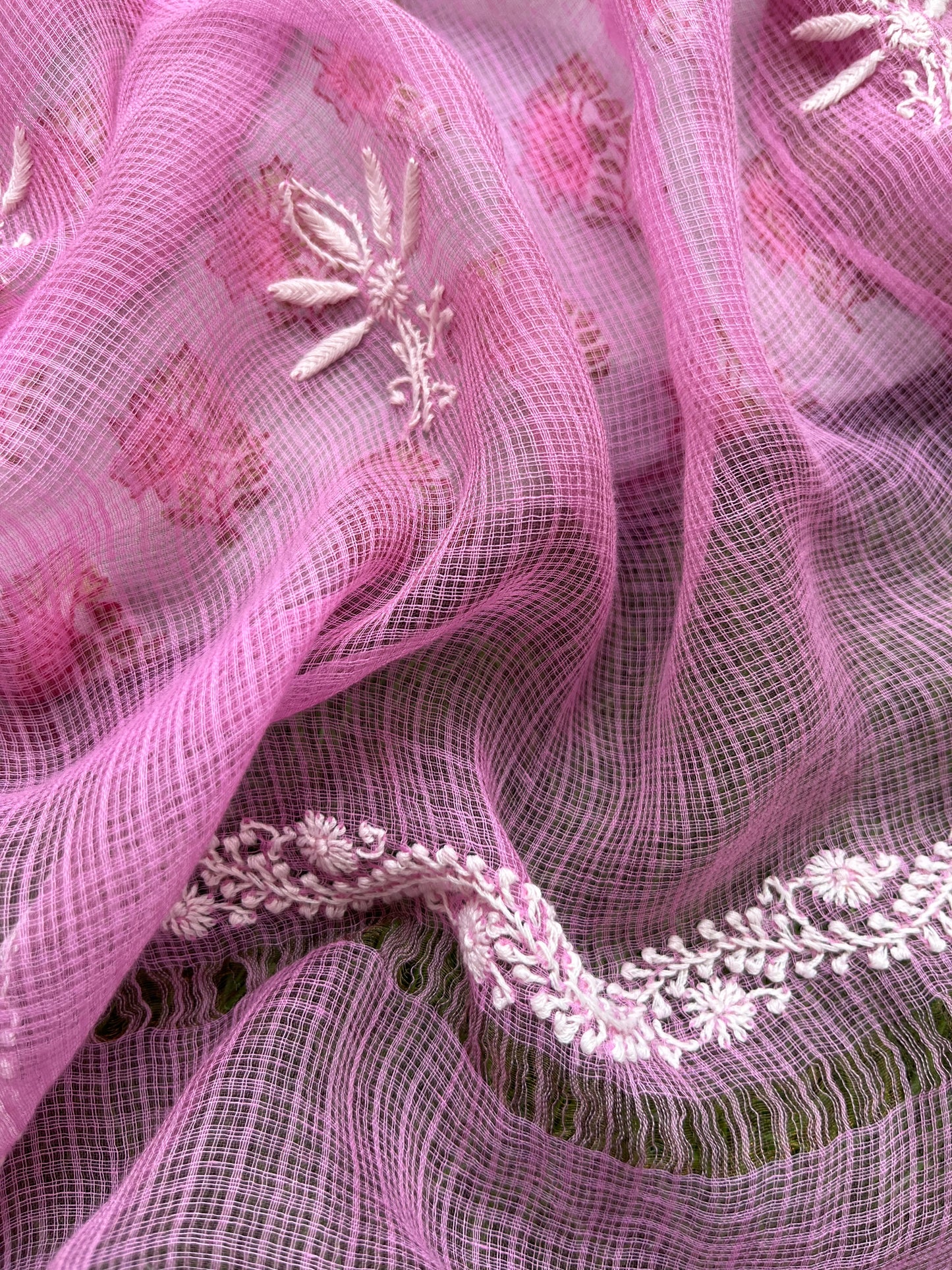 Kota Chikankari Dupatta with print kurta bottom Fabric