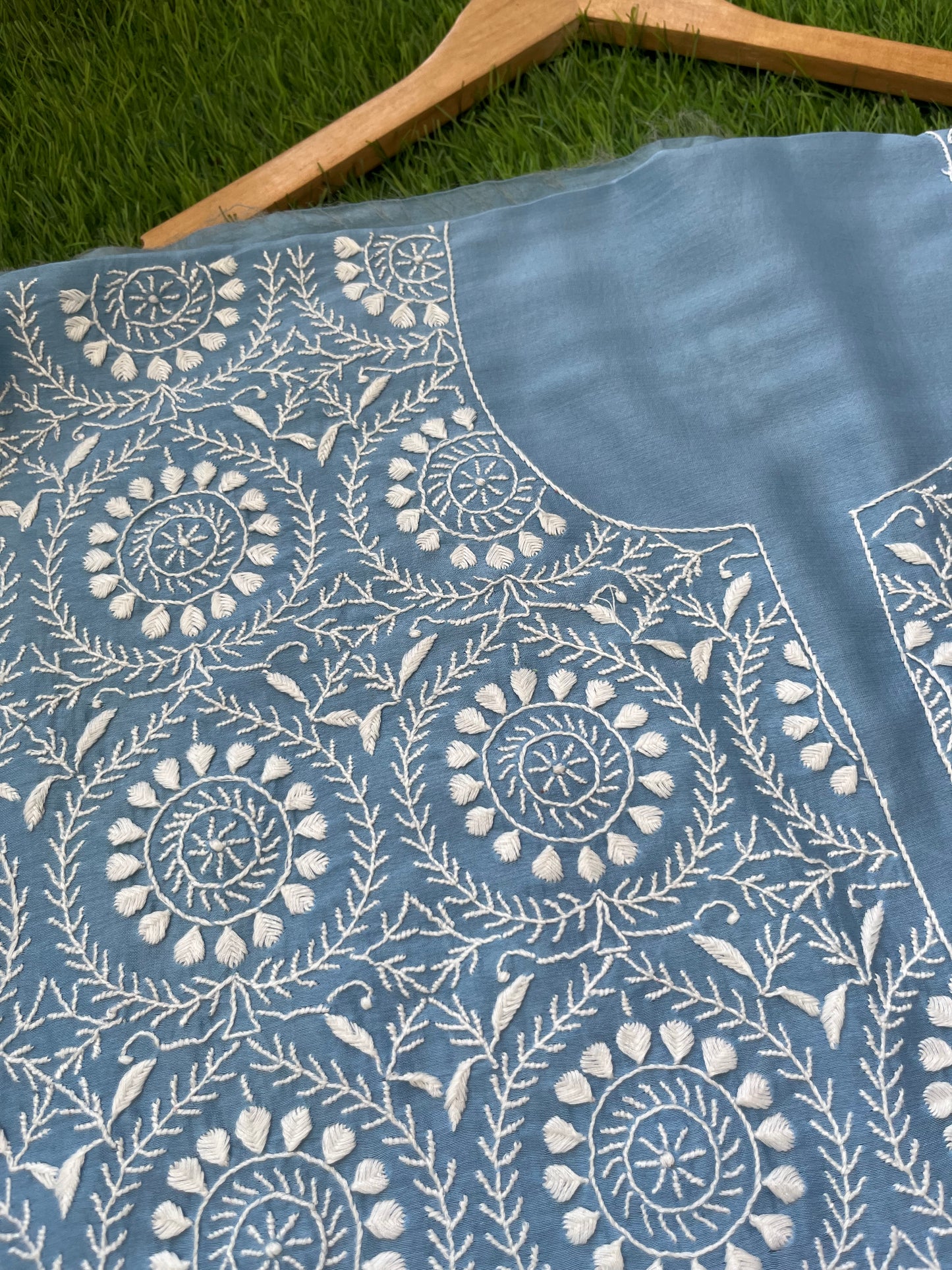 Chanderi chikankari kurta