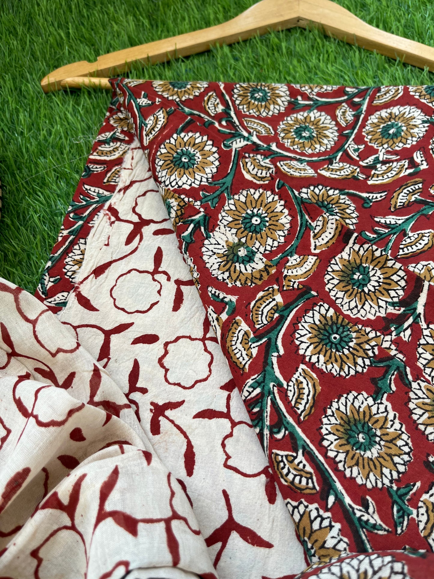 Cotton Kalamkari block print kurta bottom Dupatta