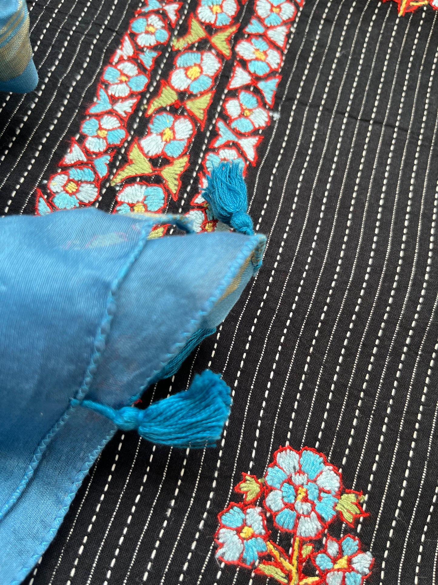 Cotton kashmiri work kurta bandhani Dupatta