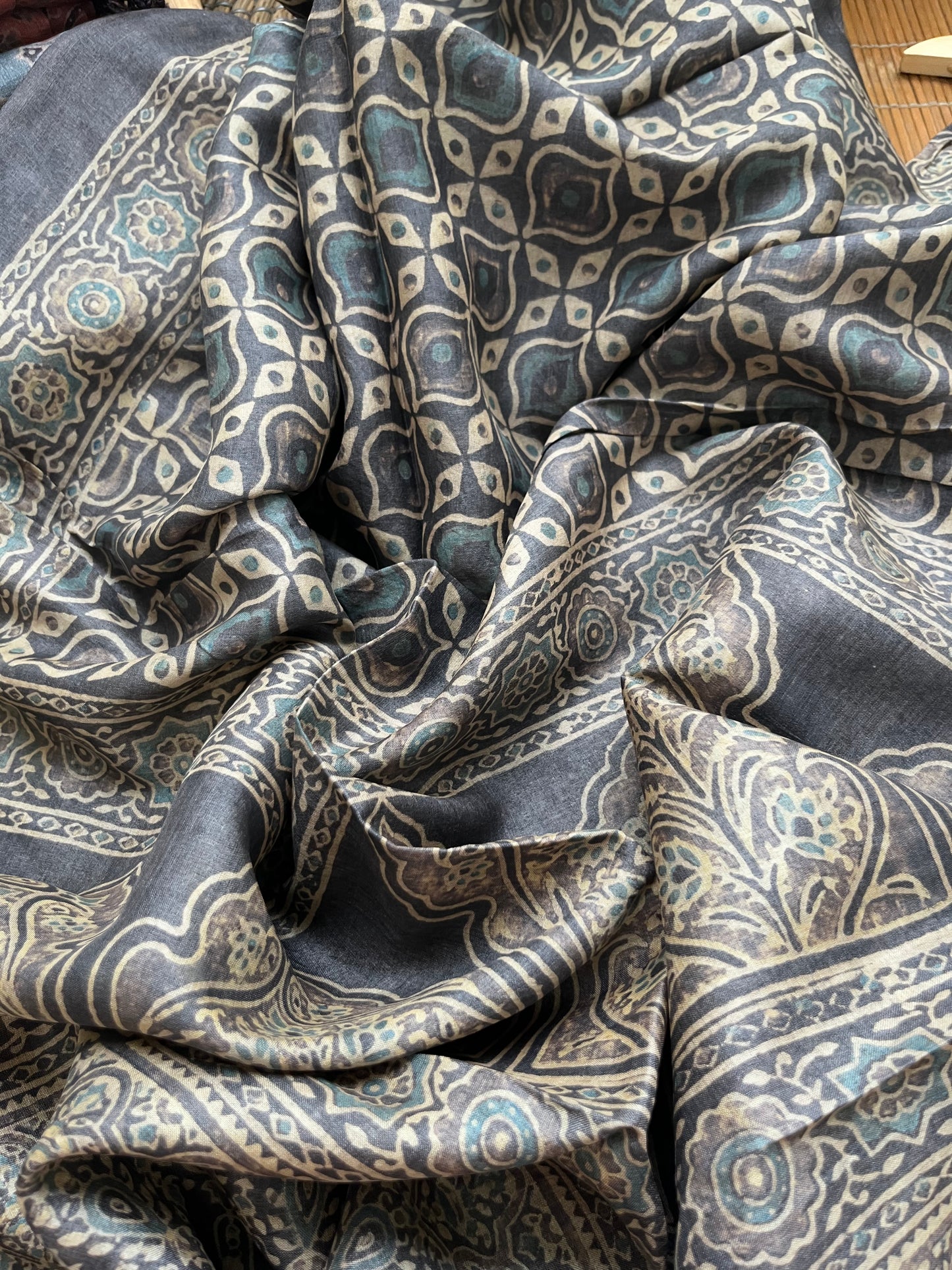 Tussar silk Ajrakh Kurta and dupatta