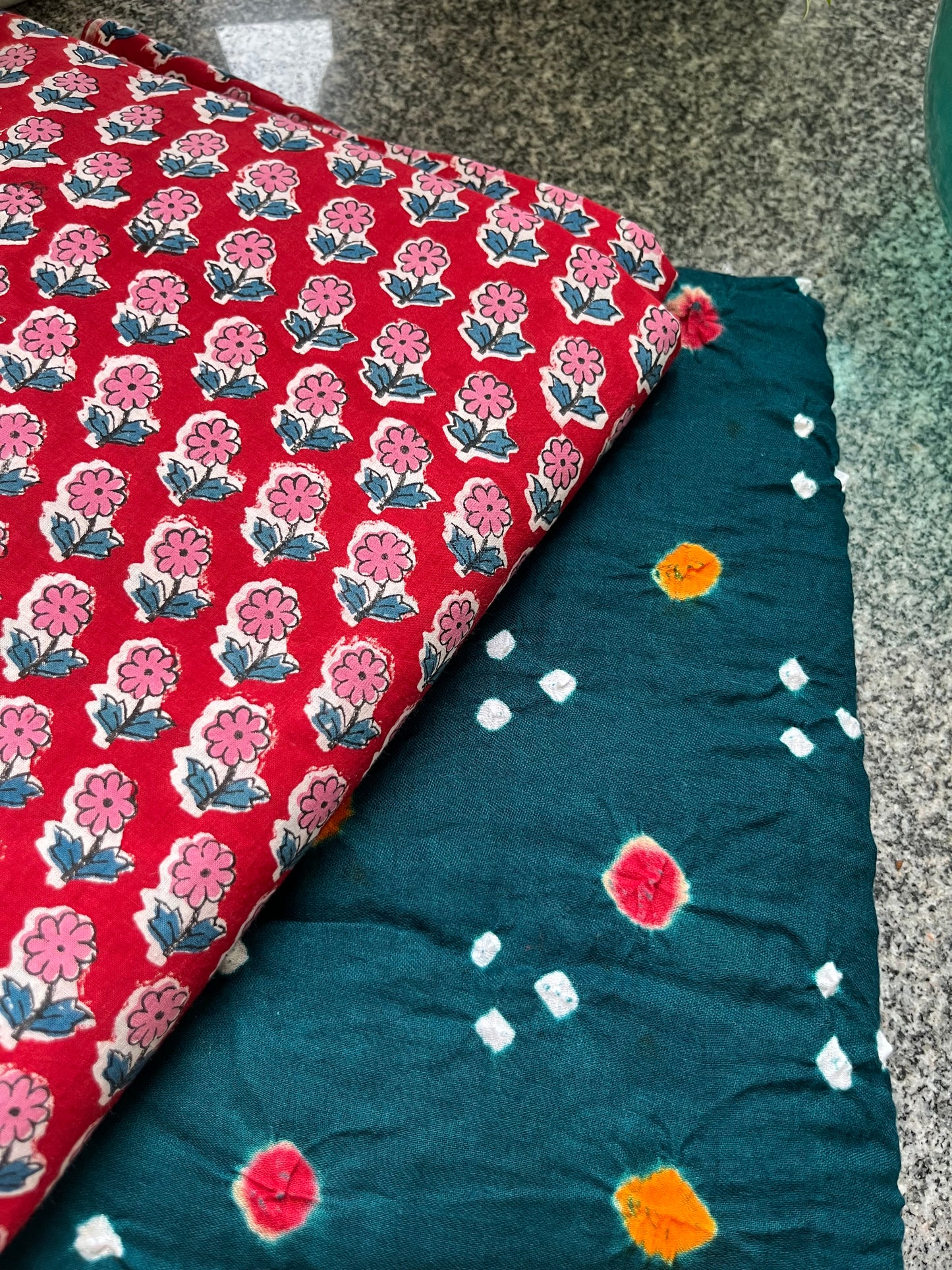 Cotton bandhani and print kurta Bottom