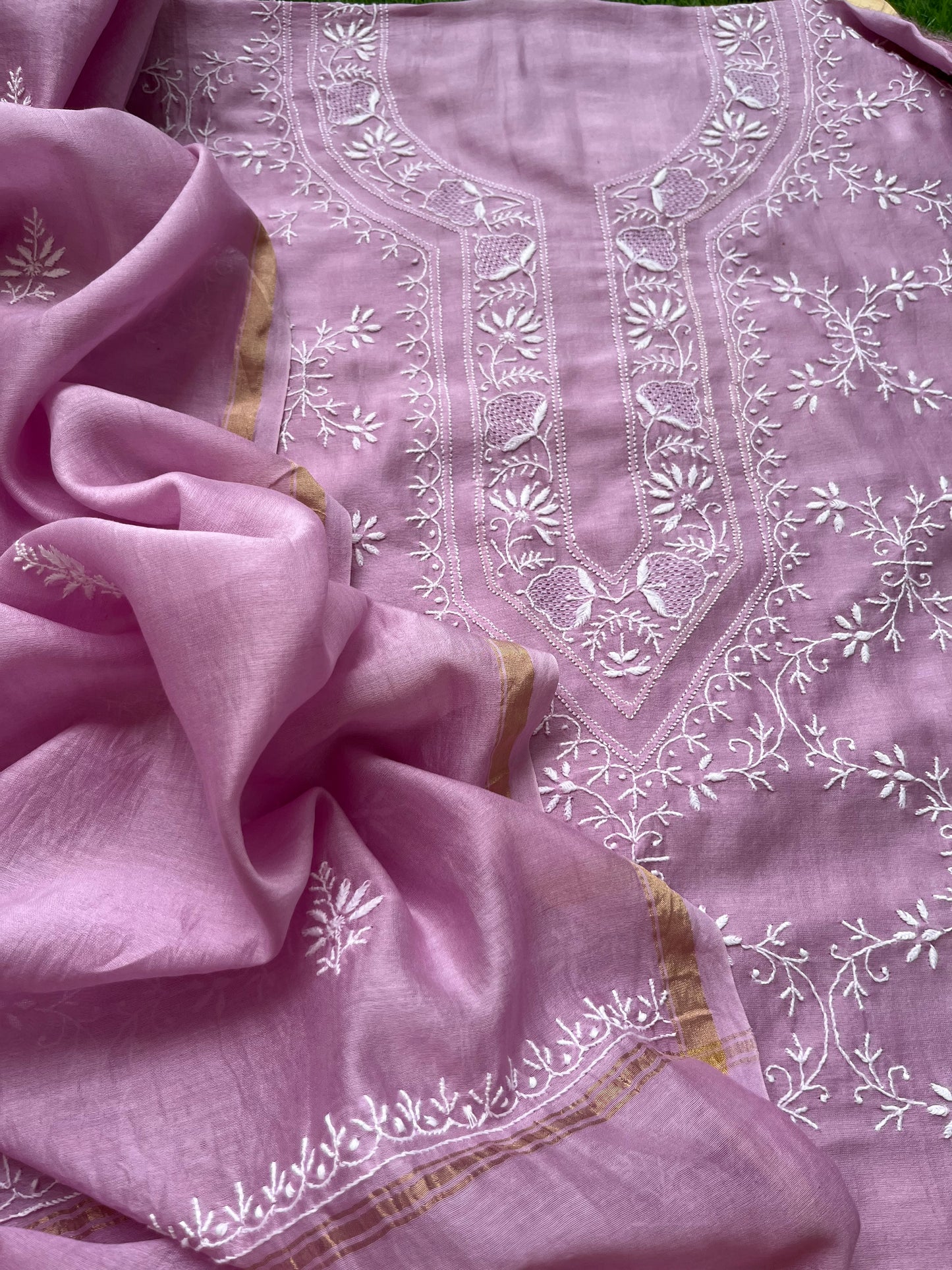 Chanderi Chikankari Kurta Dupatta
