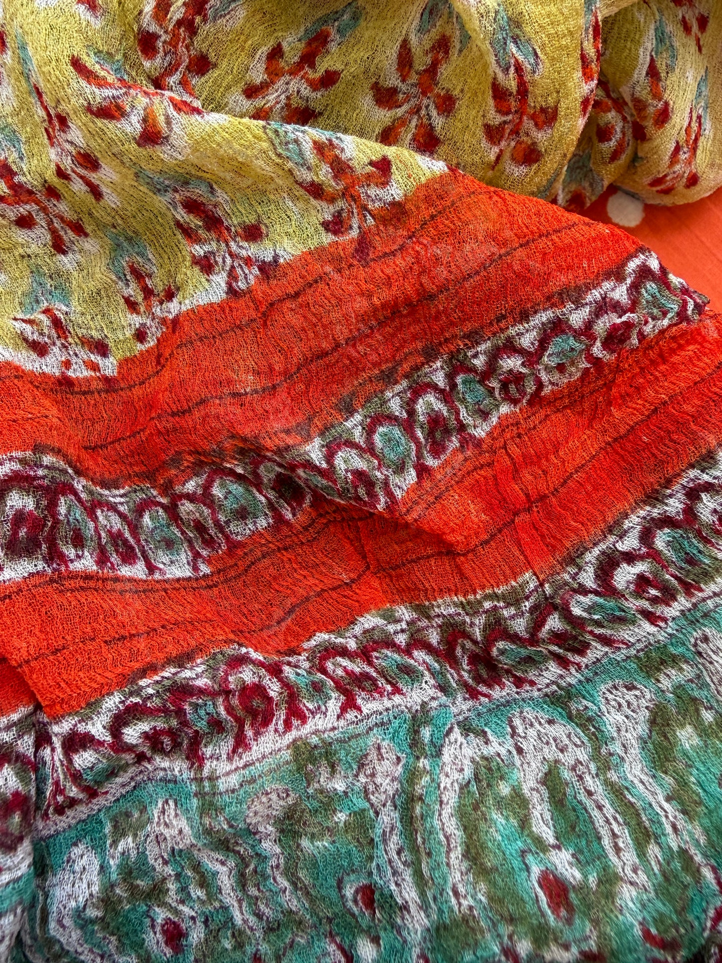 Block print polka kurta fabric chiffon dupatta