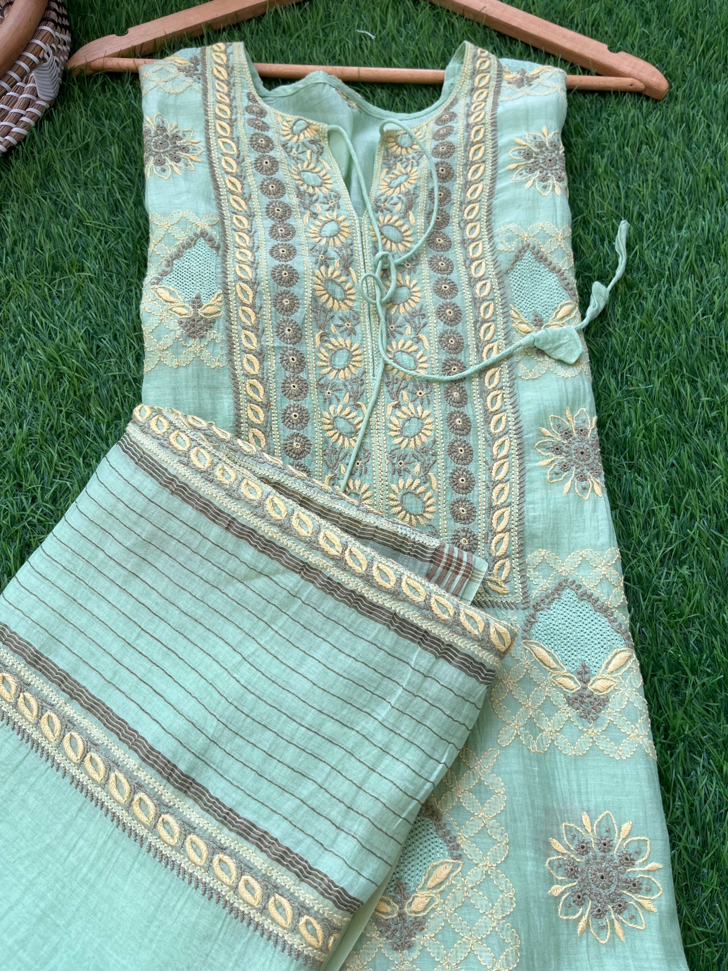 Chanderi Chikankari Kurta Dupatta