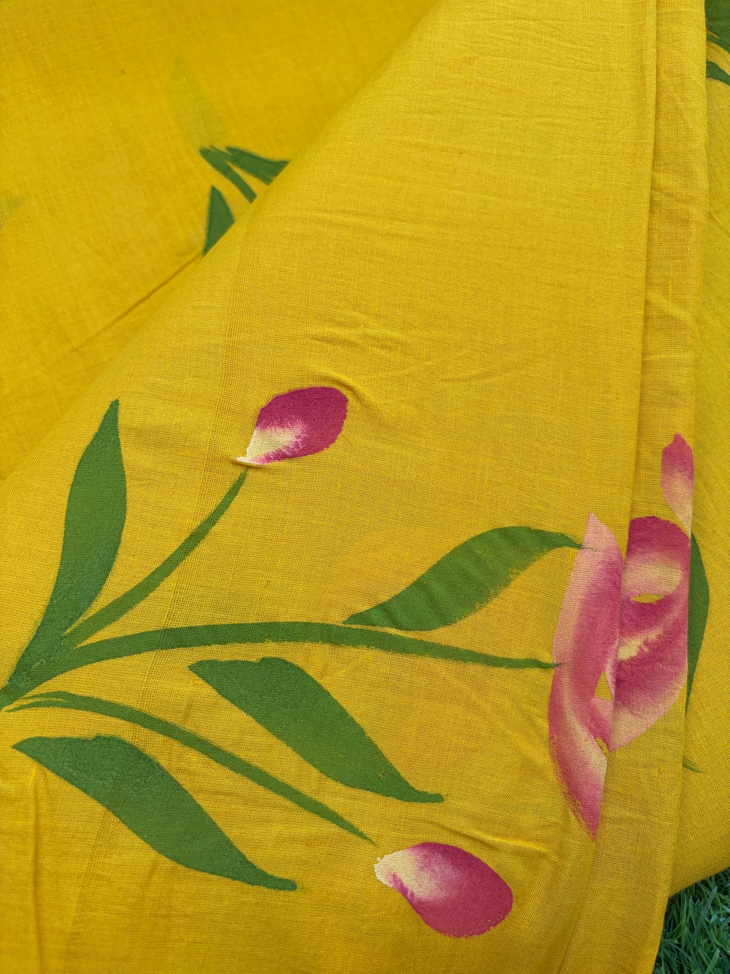 Hand painted fabric- Cotton florals