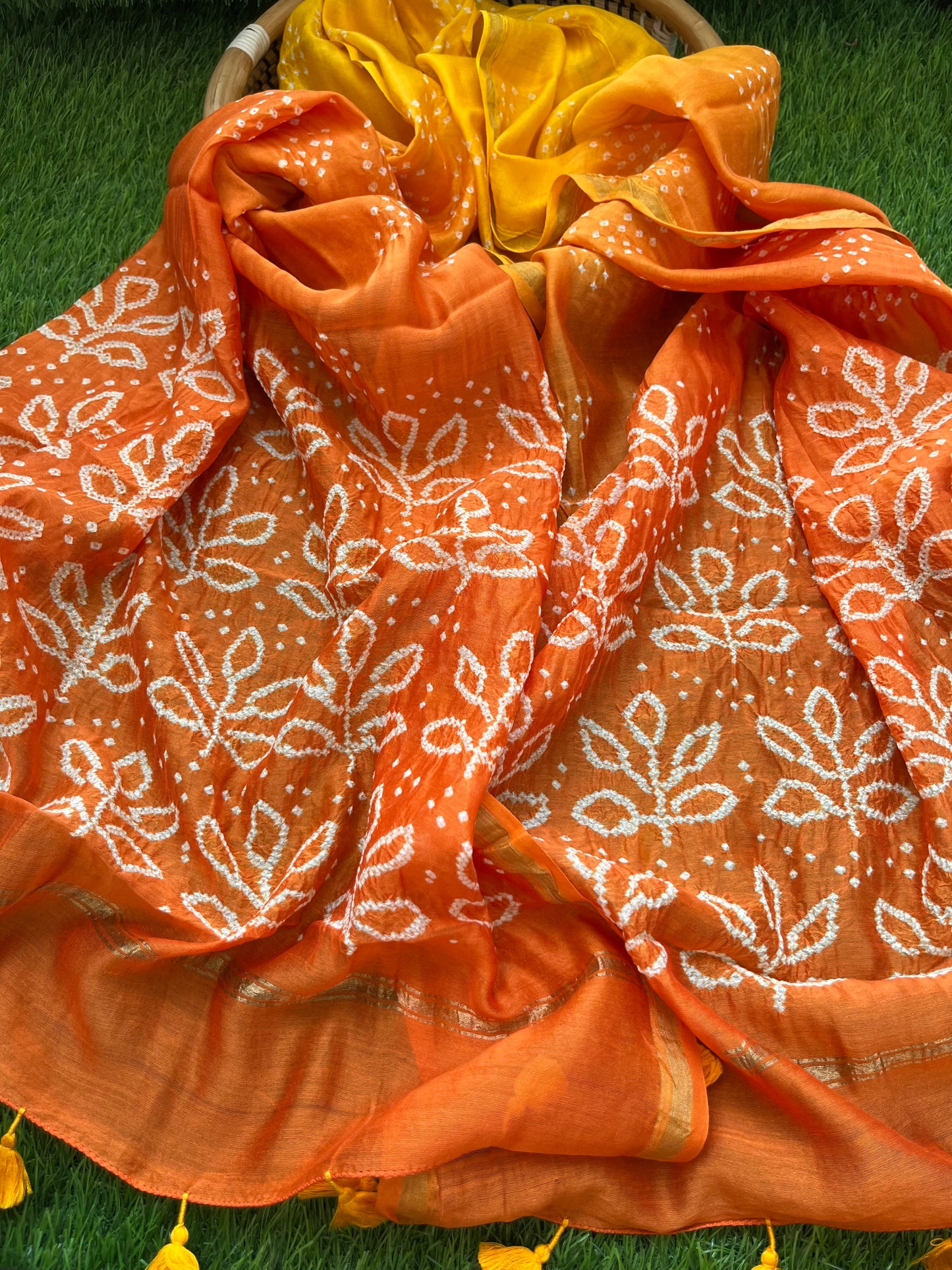 Bandhani Chanderi silk Dupatta
