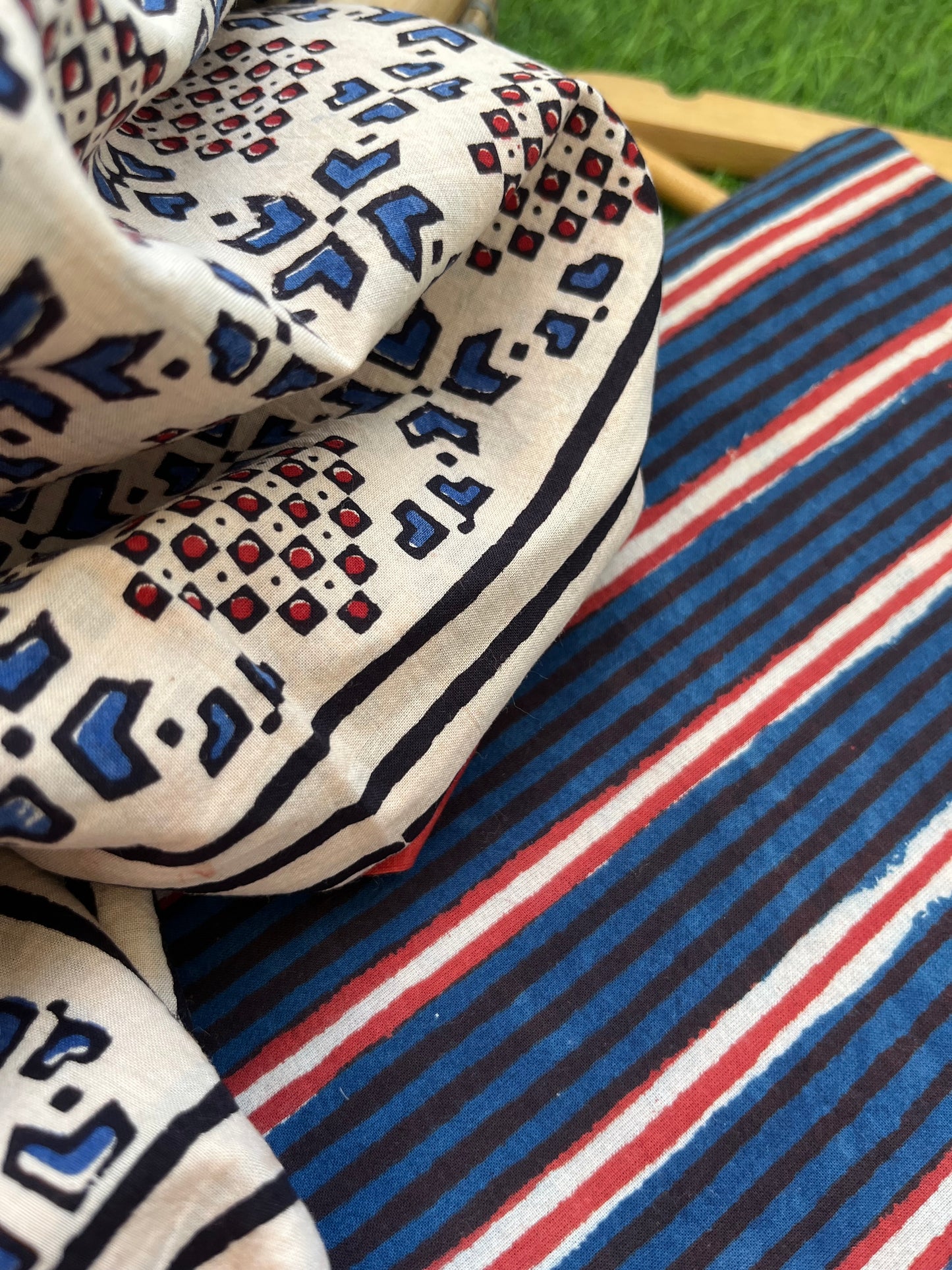 Cotton block print kurta bottom cotton ajrakh dupatta