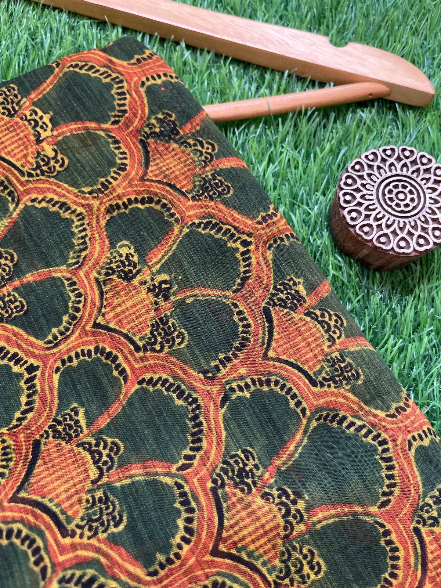 Ajrakh Chanderi fabric