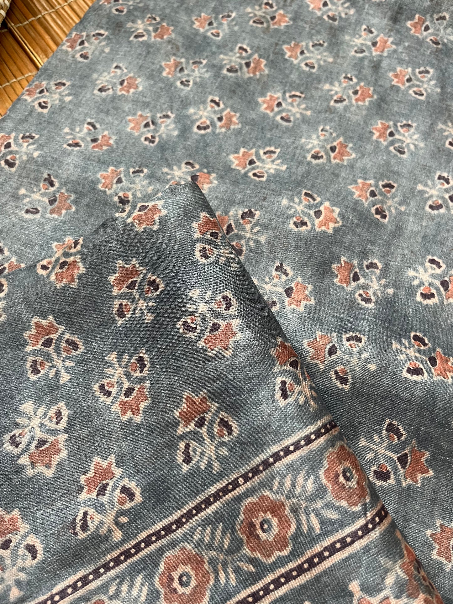Tussar silk Ajrakh Kurta and dupatta