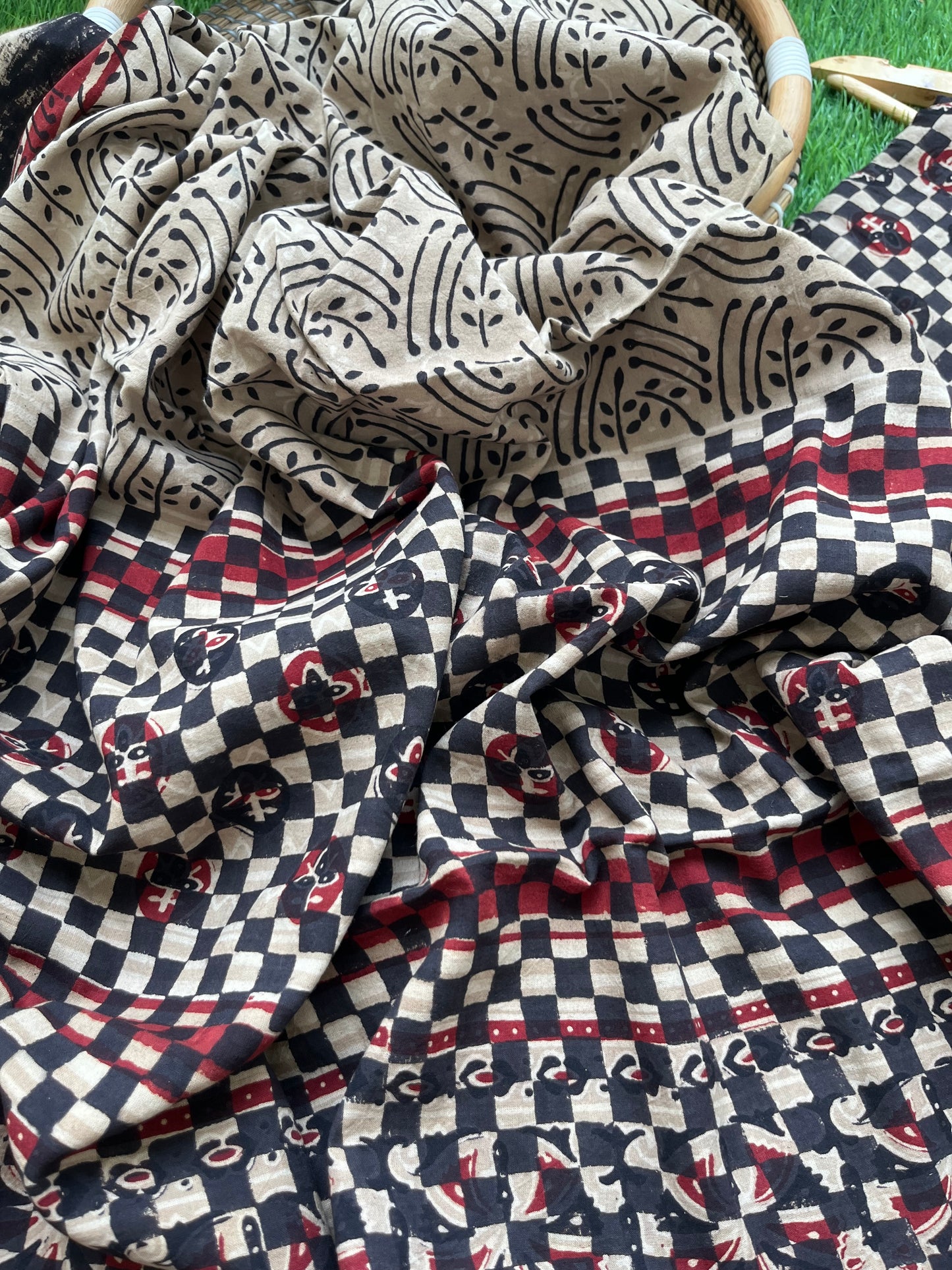Ajrakh cotton Kurta bottom and dupatta
