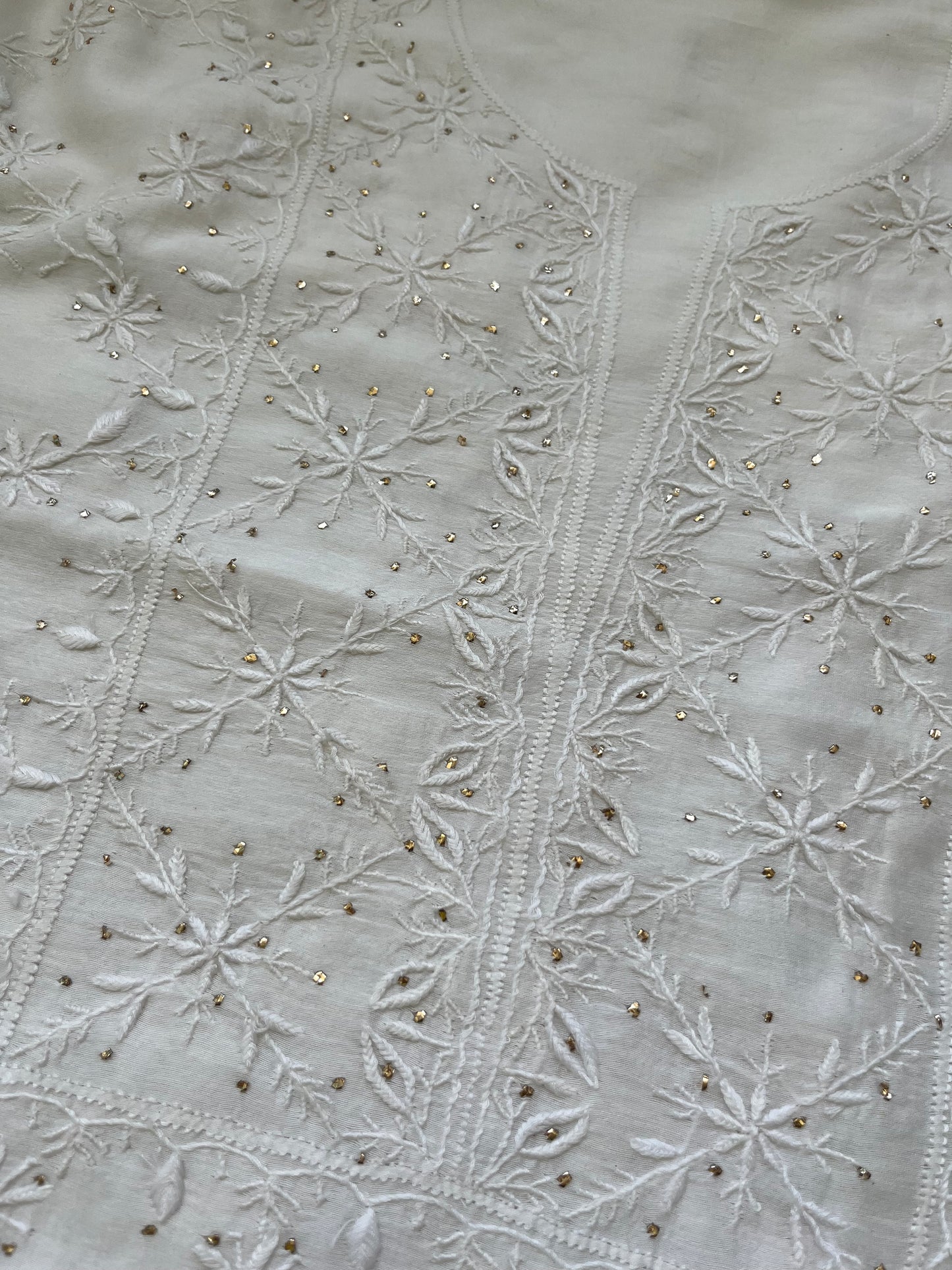 Chanderi Chikankari Kurta organza silk Dupatta