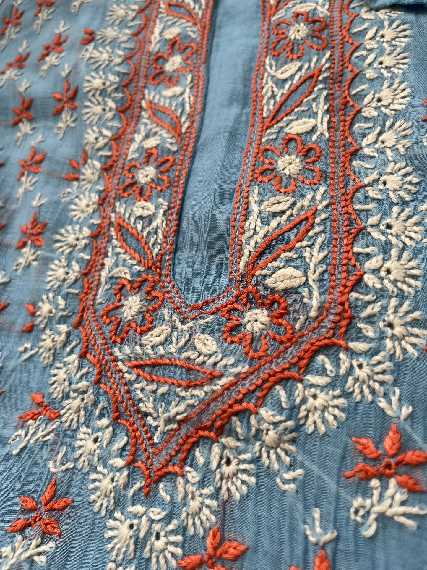 Chanderi Chikankari Kurta kota tissue Dupatta