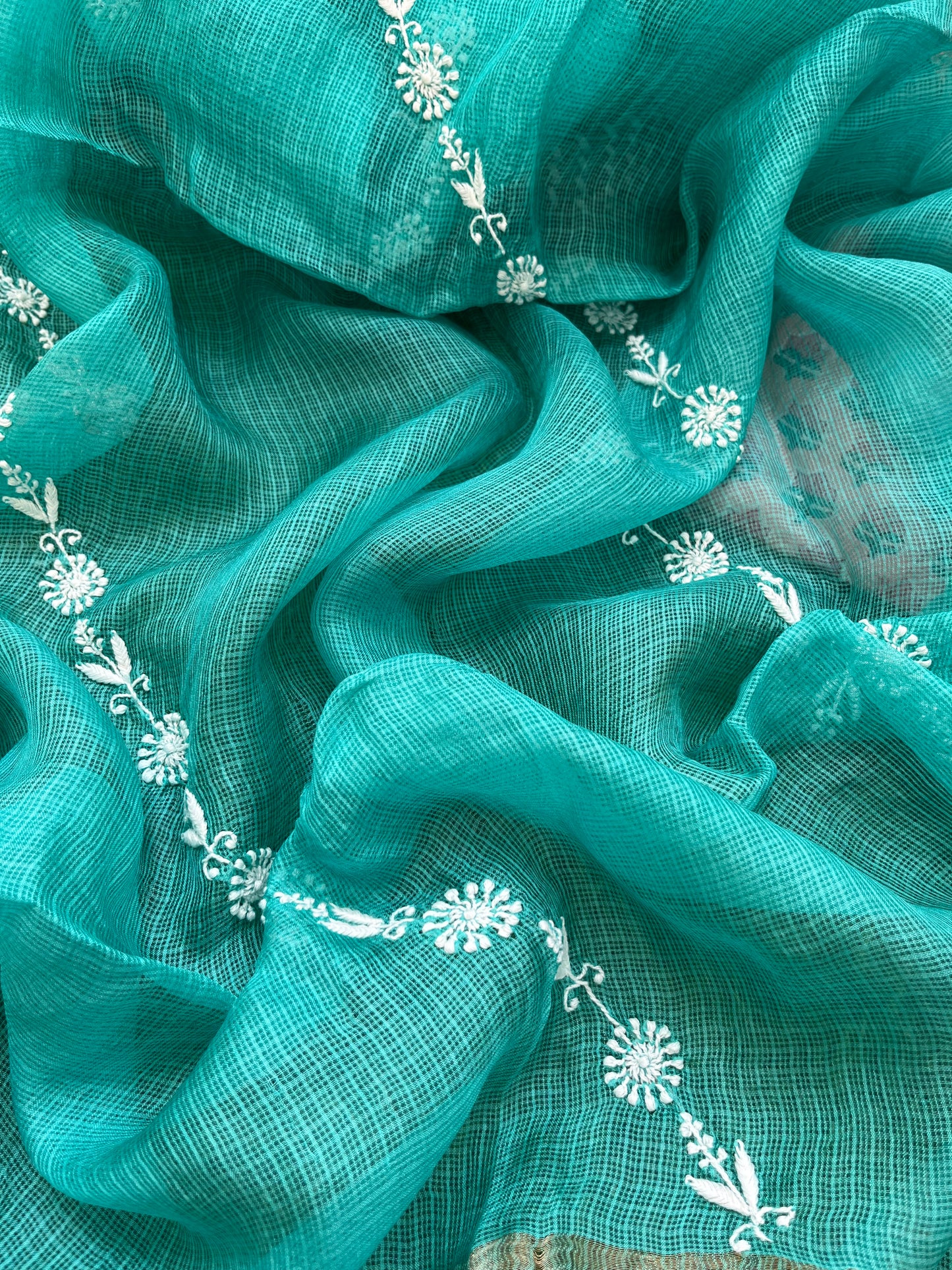 Chikankari kota silk Dupatta and block print kurta Fabric