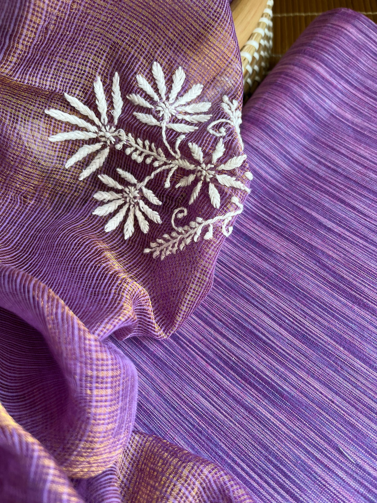 Kota tissue chikankari Dupatta cotton suit fabric