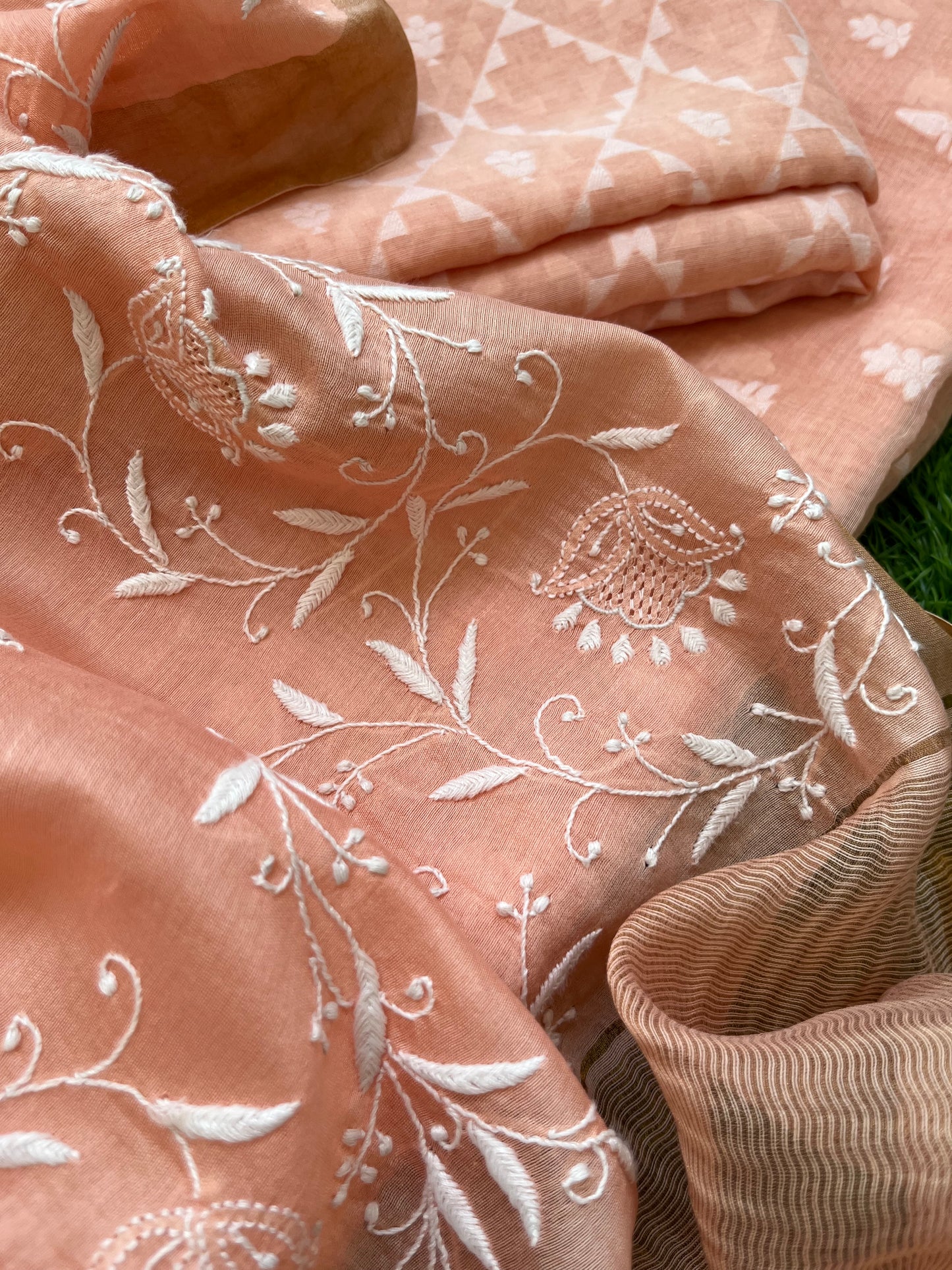 Jaamdani kurta bottom chanderi dupatta