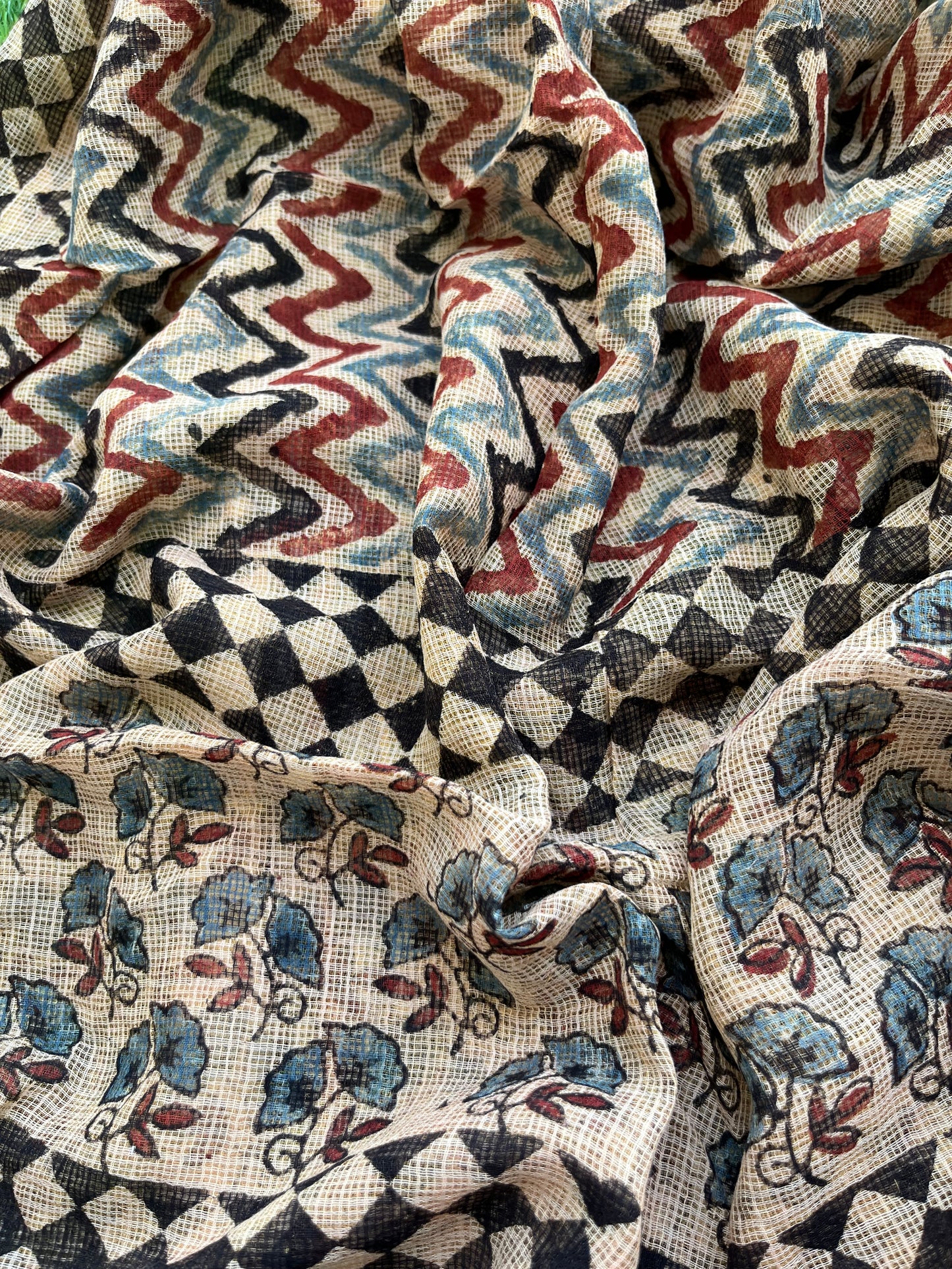 Ajrakh cotton Kurta bottom and kota doria dupatta