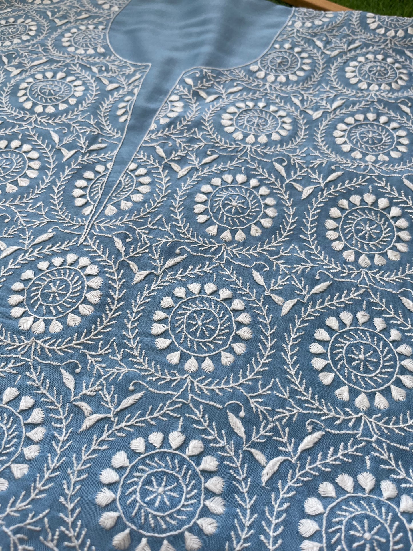 Chanderi chikankari kurta