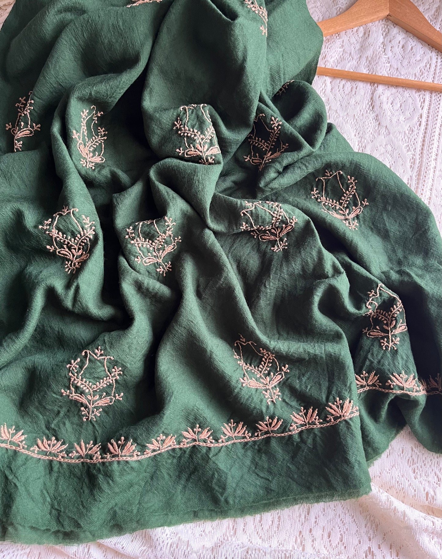 Pure wool chikankari shawl