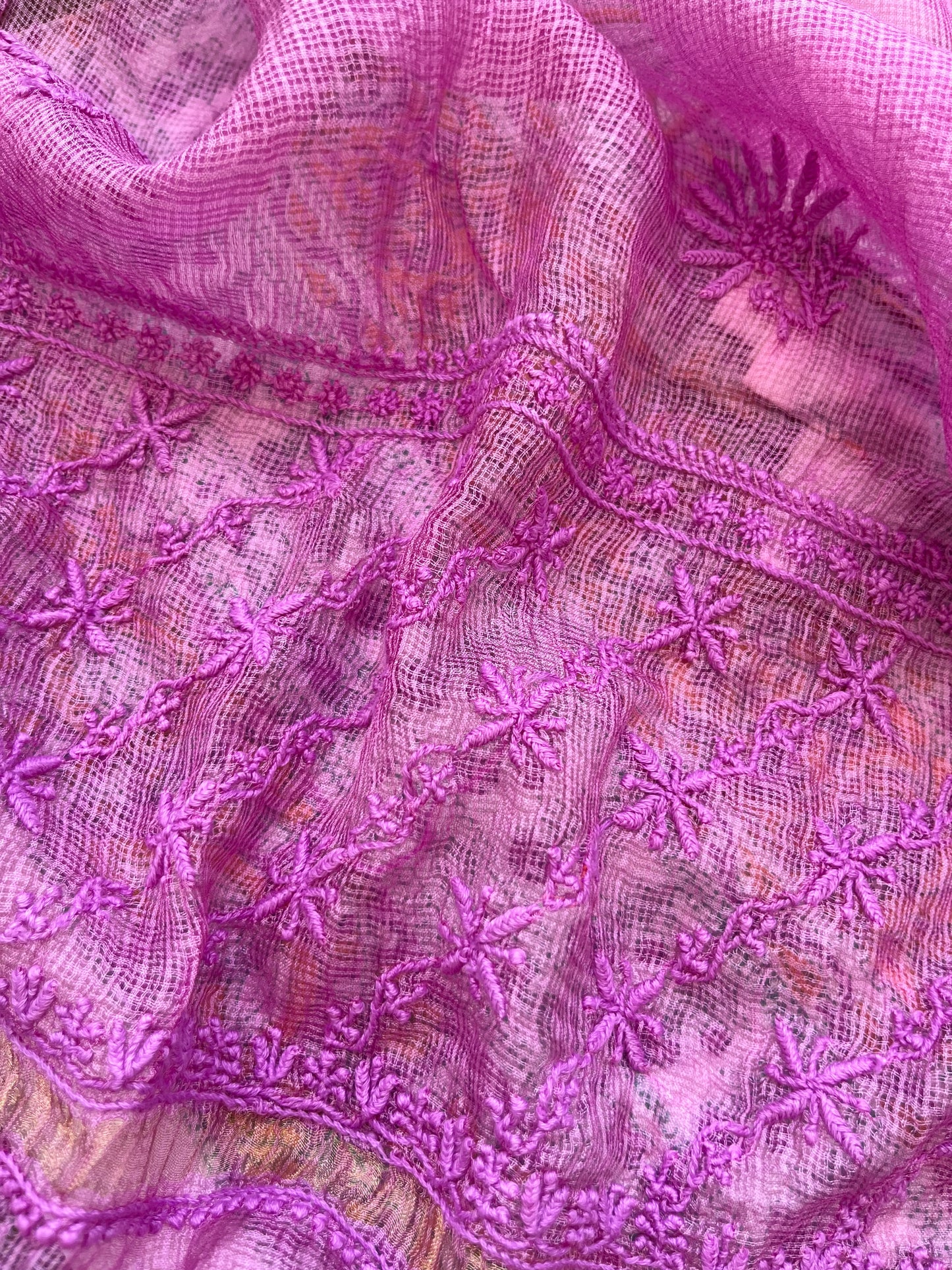 रोज़ाना  :Chanderi Chikankari Dupatta with cotton block print kurta bottom Fabric
