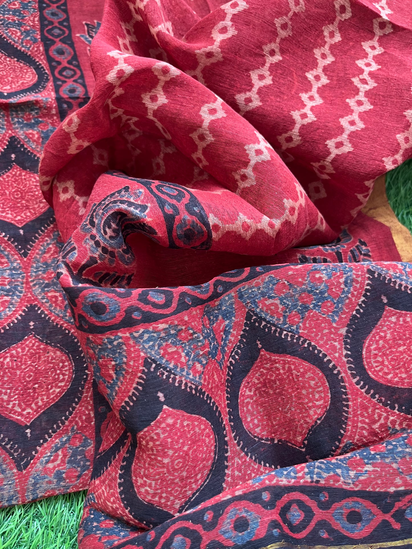 Linen Ajrakh Kurta and dupatta