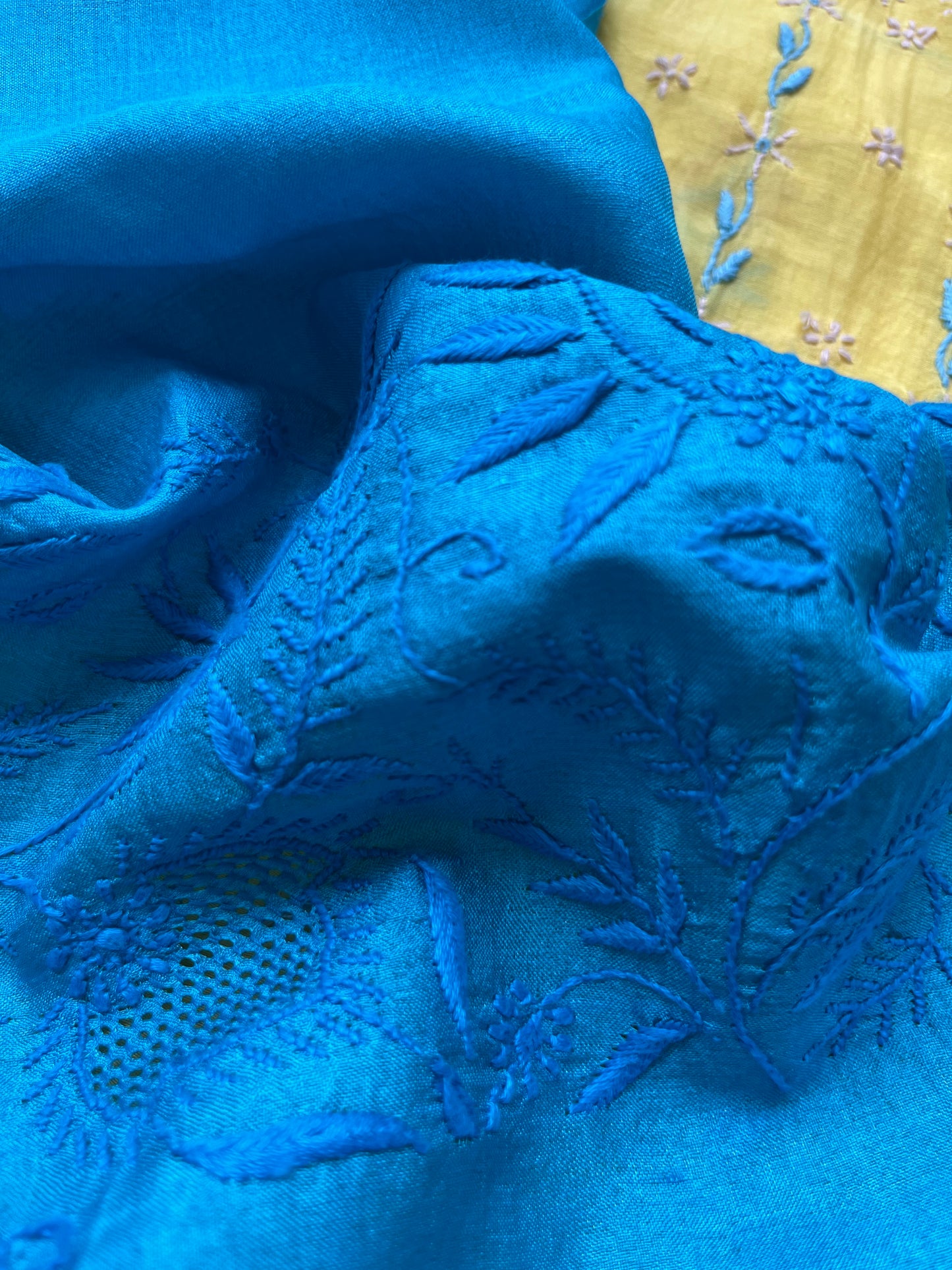 Chanderi Chikankari Kurta silk Dupatta