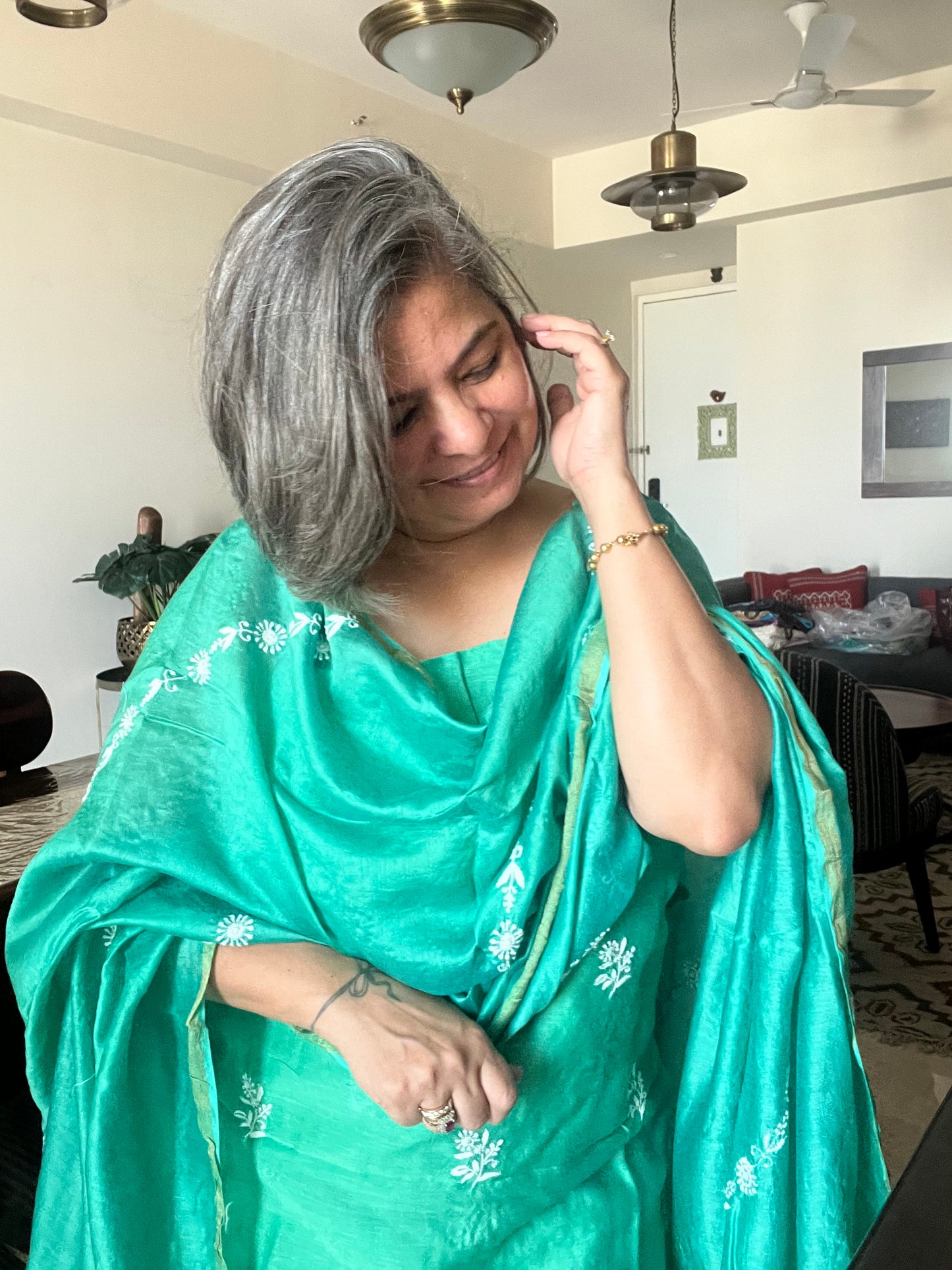 Chanderi chikan kurta and Dupatta