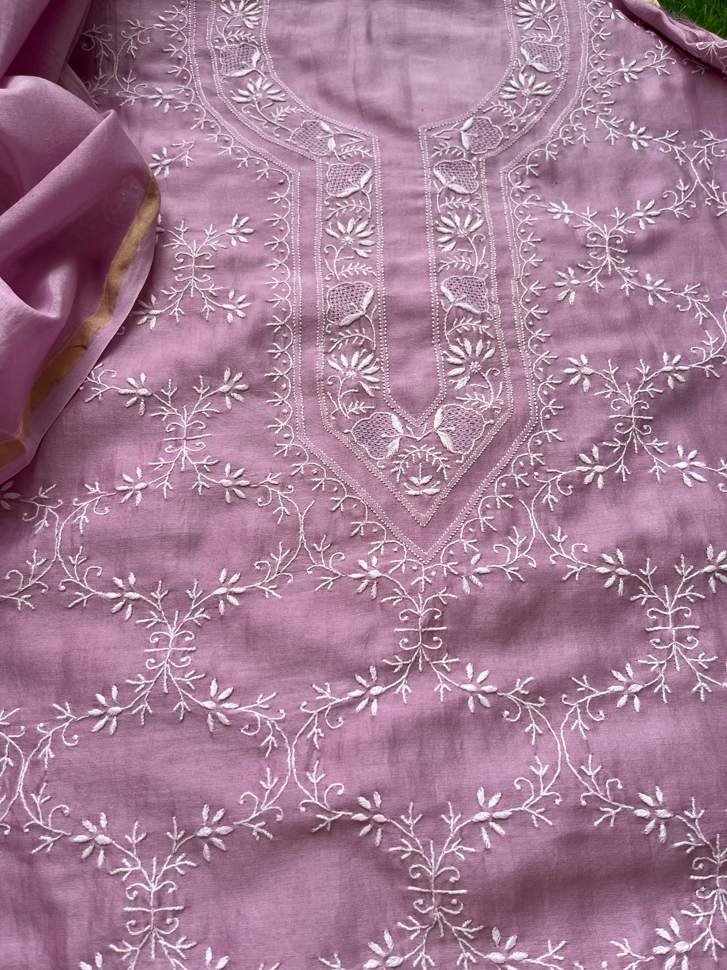 Chanderi Chikankari Kurta Dupatta