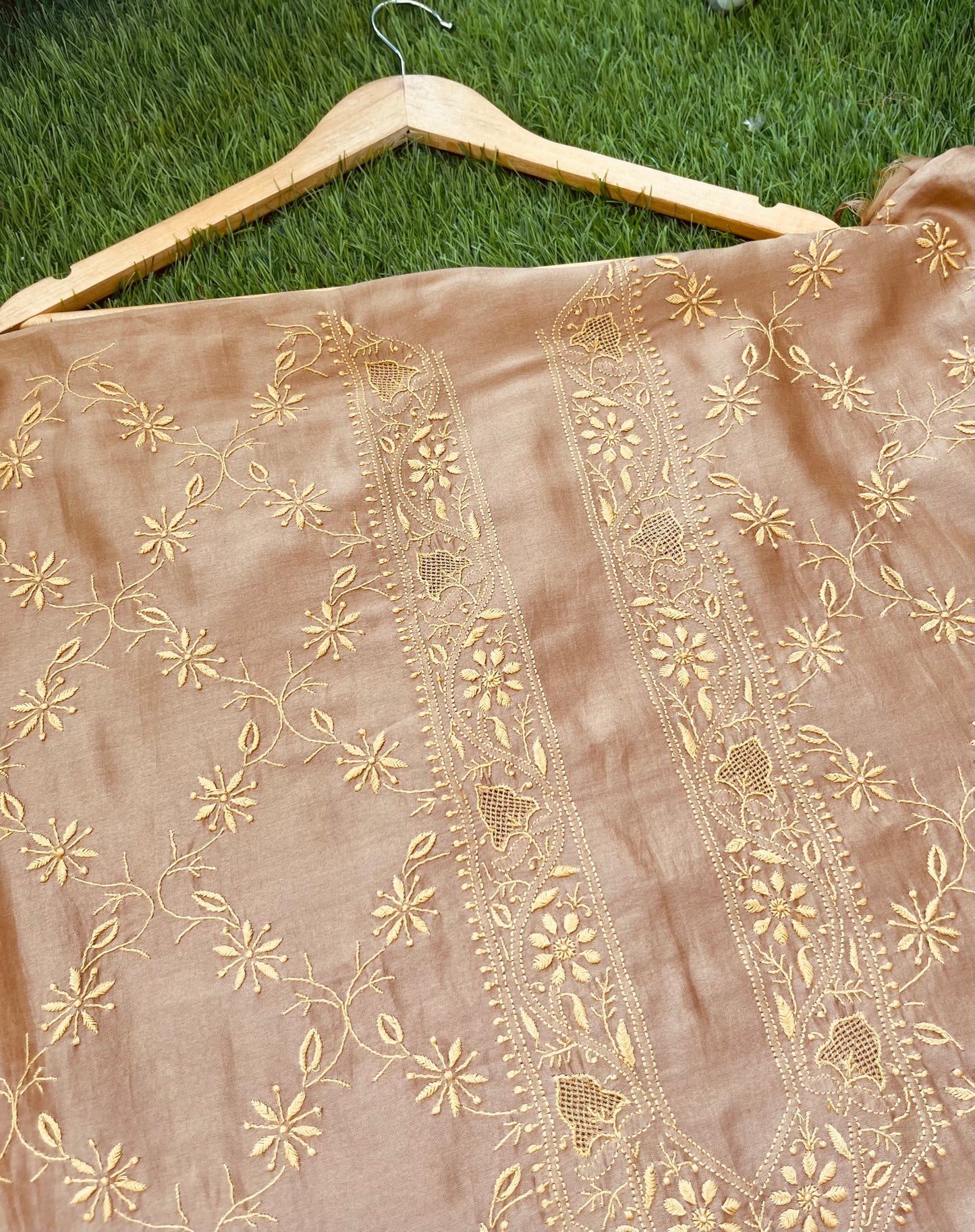 Chanderi chikankari kurta