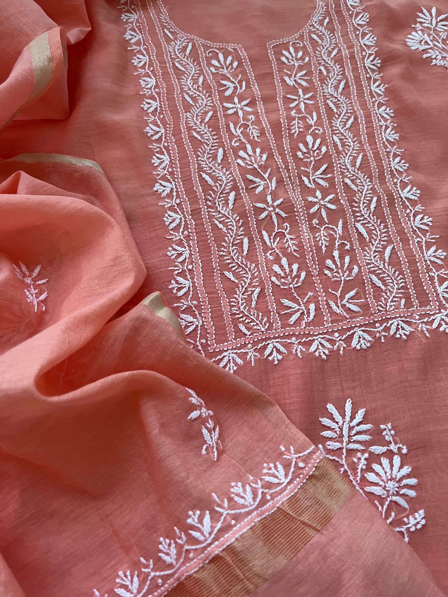 Chanderi Chikankari Kurta Dupatta