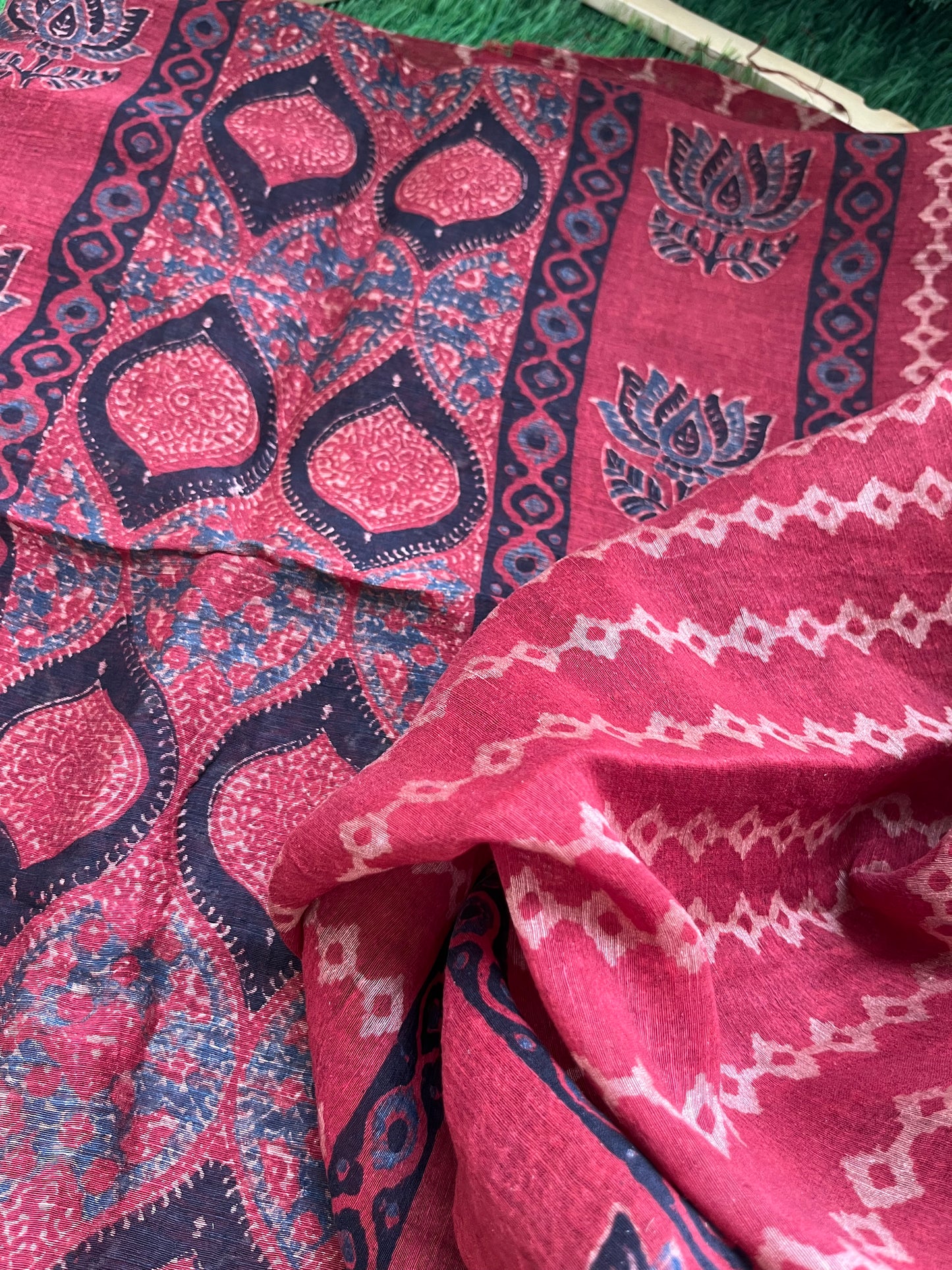 Linen Ajrakh Kurta and dupatta