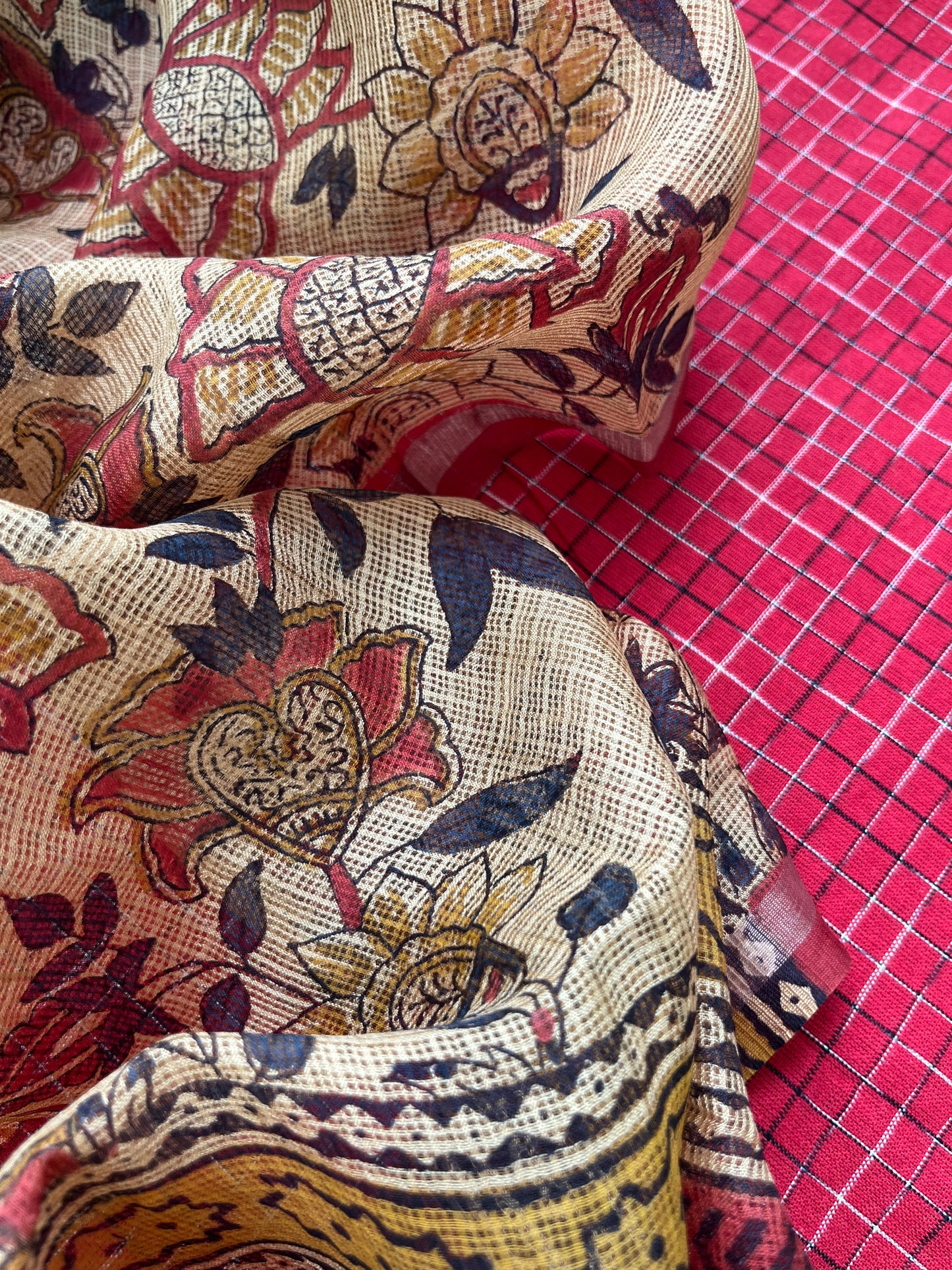 Kota silk block print Dupatta cotton Kurta bottom fabric