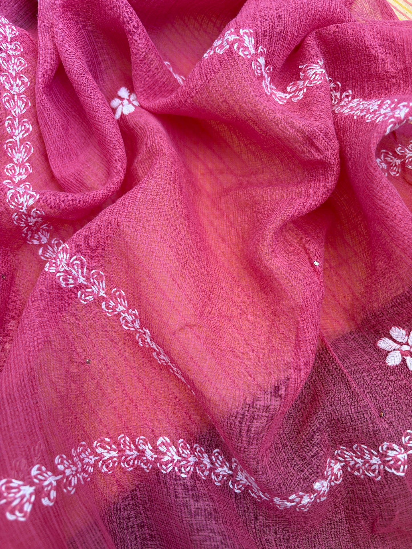 Khadi kurta Kota Doria chikankari dupatta