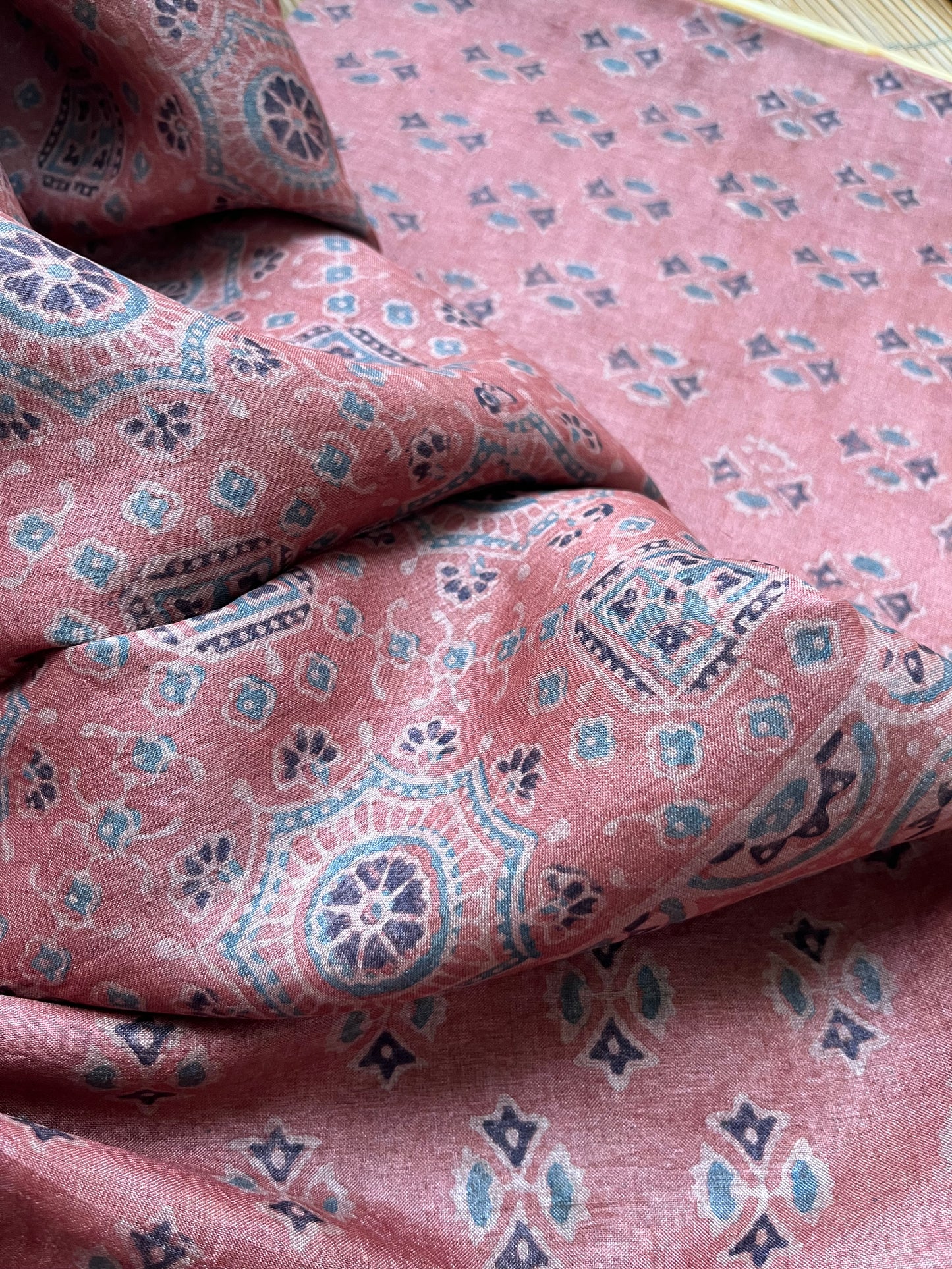 Tussar silk Ajrakh Kurta and dupatta
