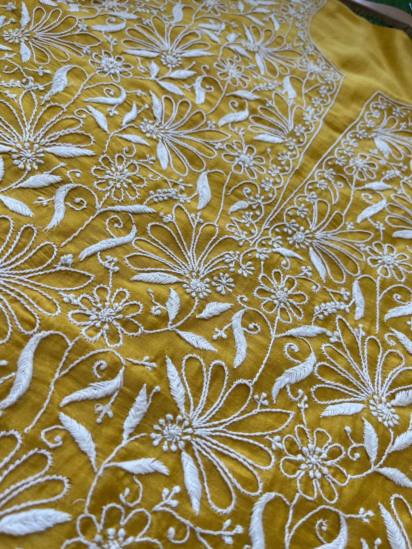 Chanderi chikankari kurta