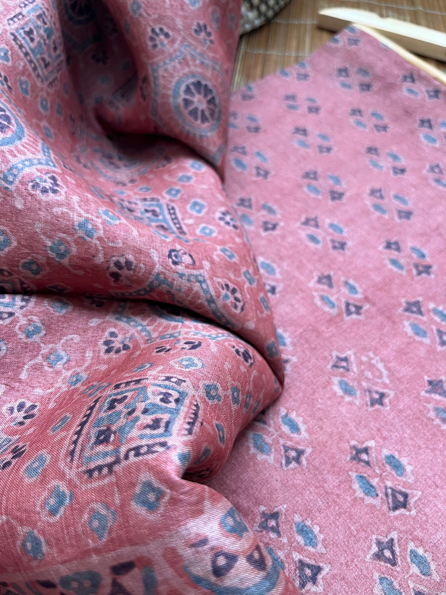 Tussar silk Ajrakh Kurta and dupatta