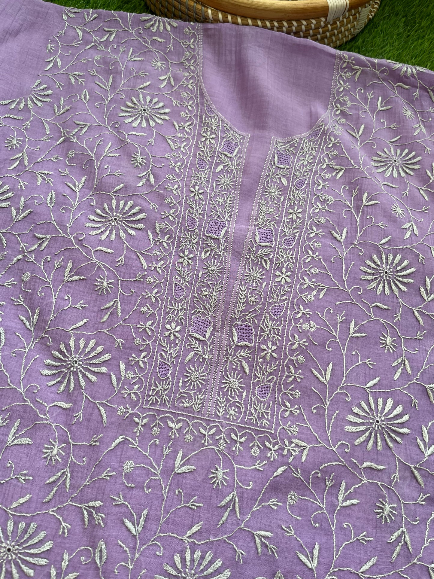 Chanderi chikankari kurta