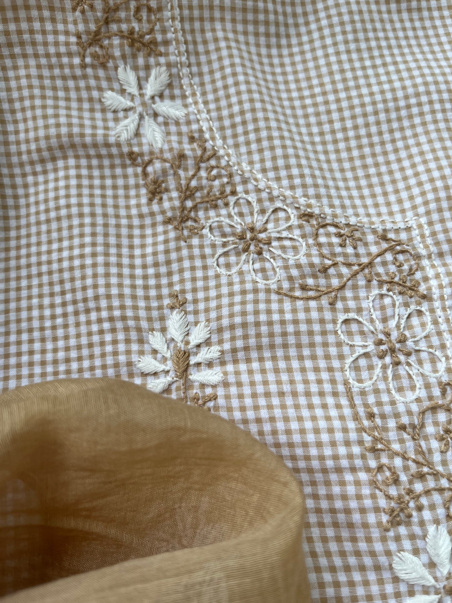 Cotton chikan kurta chanderi dupatta