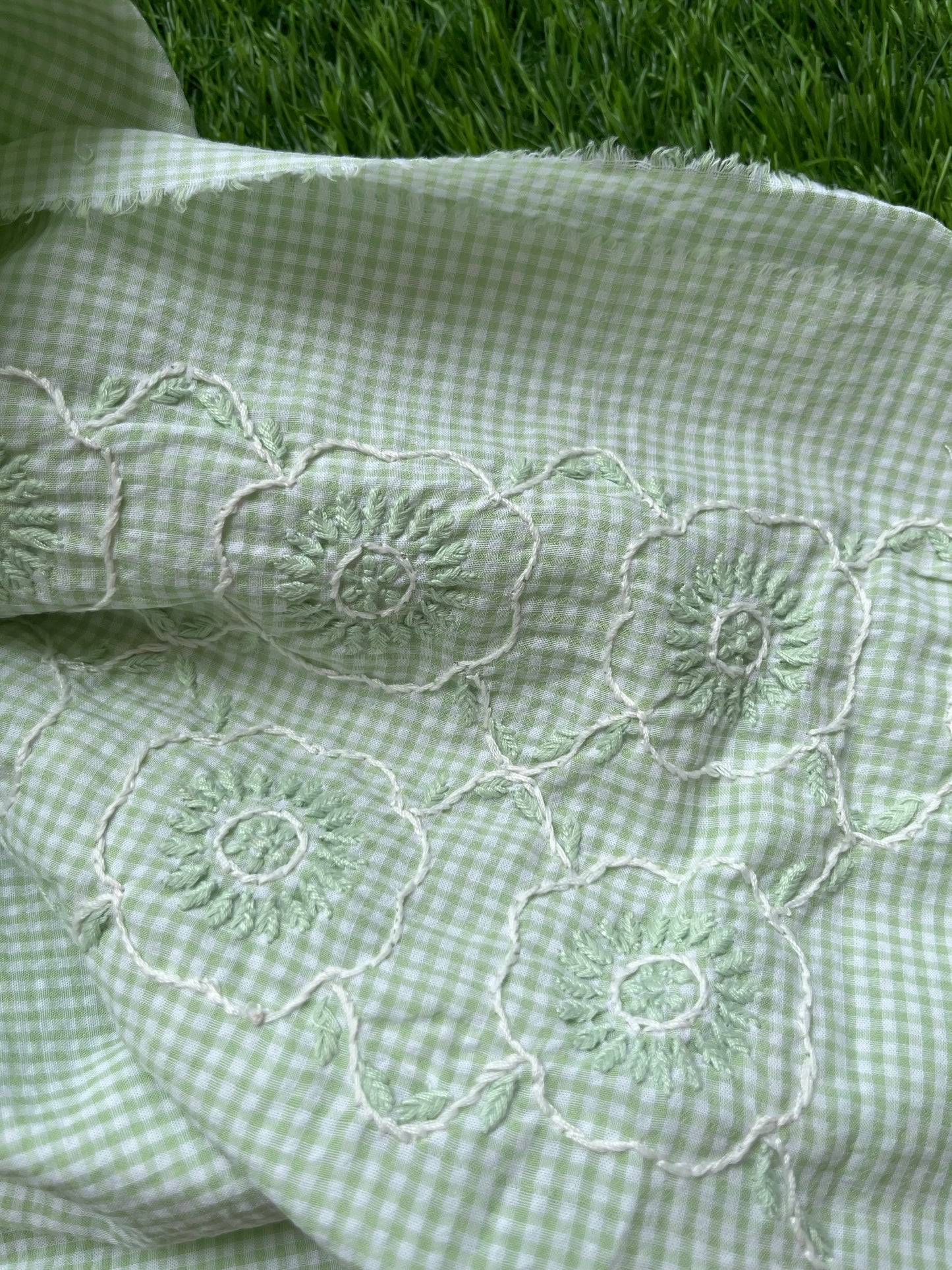 Cotton chikan kurta kota doria dupatta