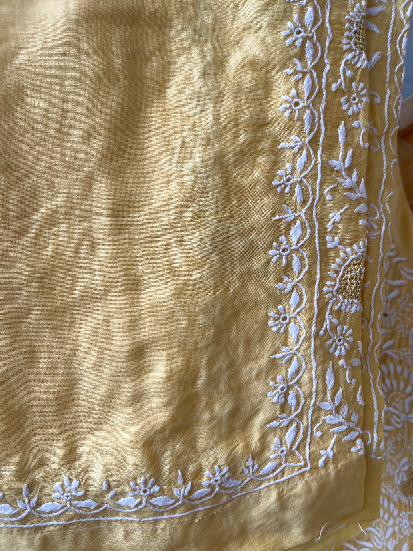 Chanderi chikan shirt and a-bottom-coord set