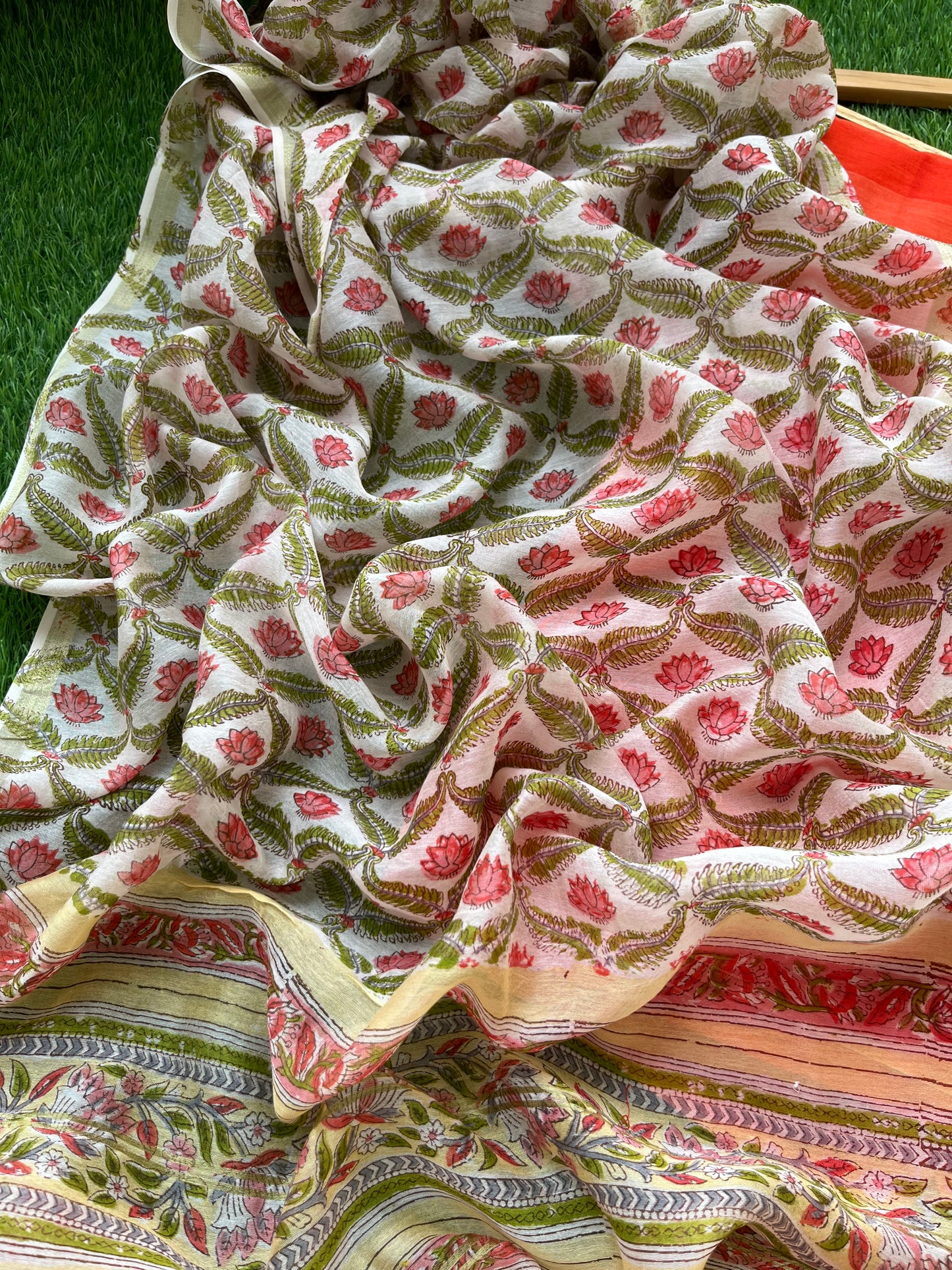 Cotton striped kurta bottom bandhani dupatta