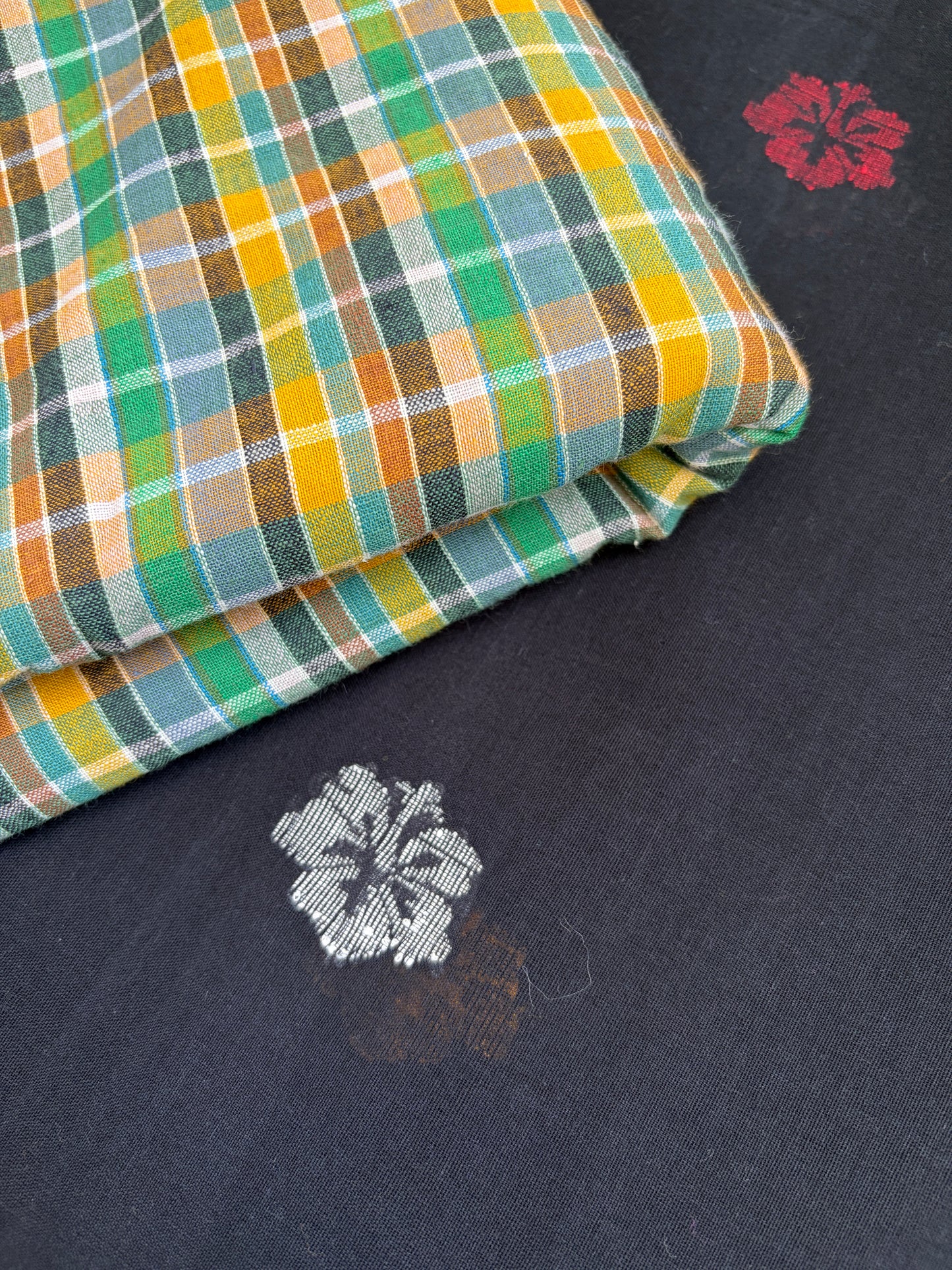 JAamdani khadi kurta check Bottom