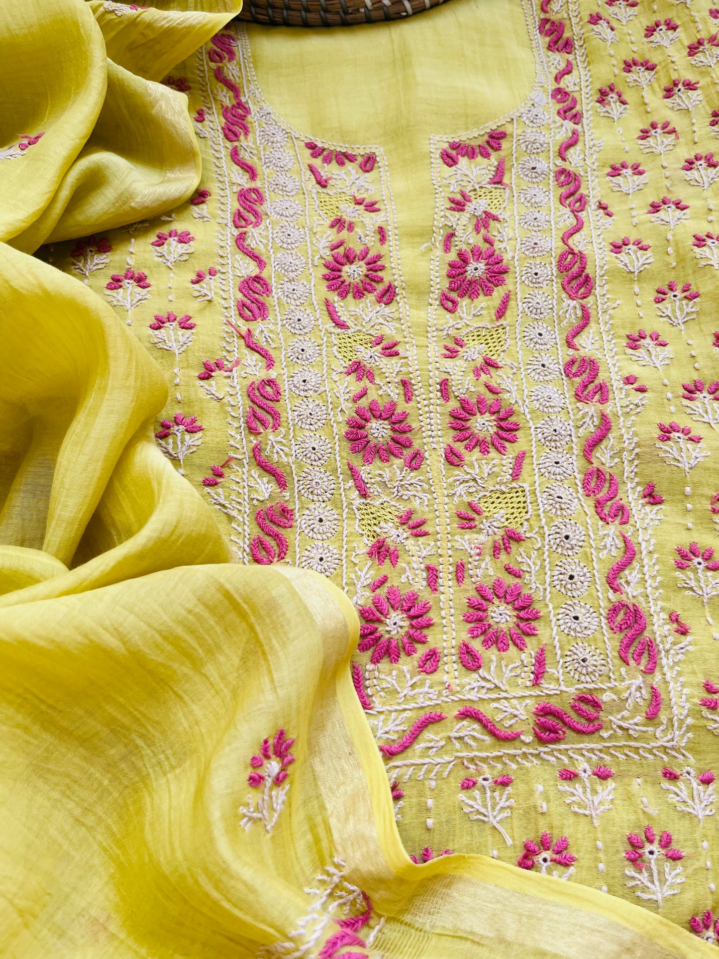 Chanderi Chikankari Kurta Dupatta