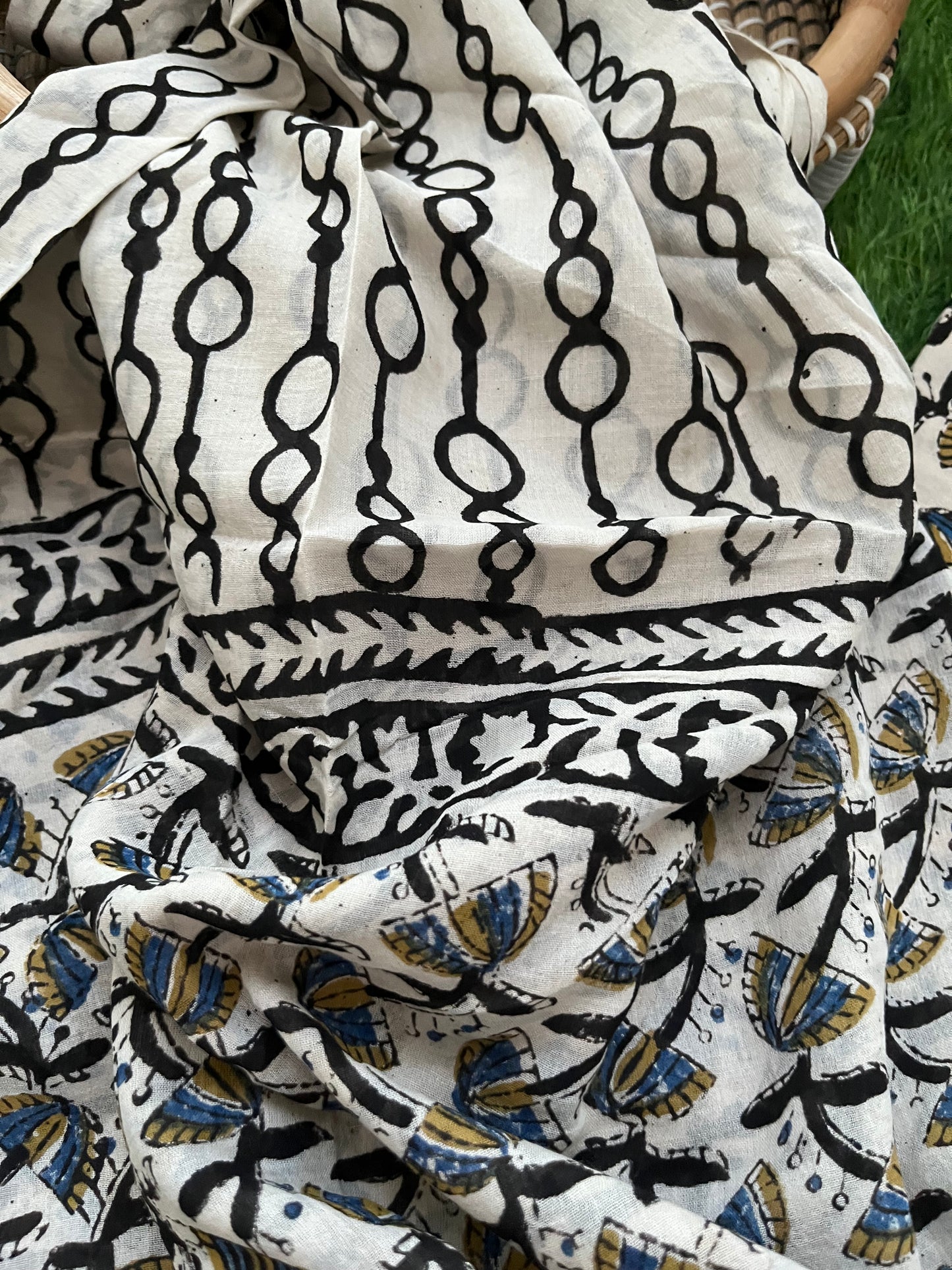 Cotton Kalamkari block print kurta bottom Dupatta
