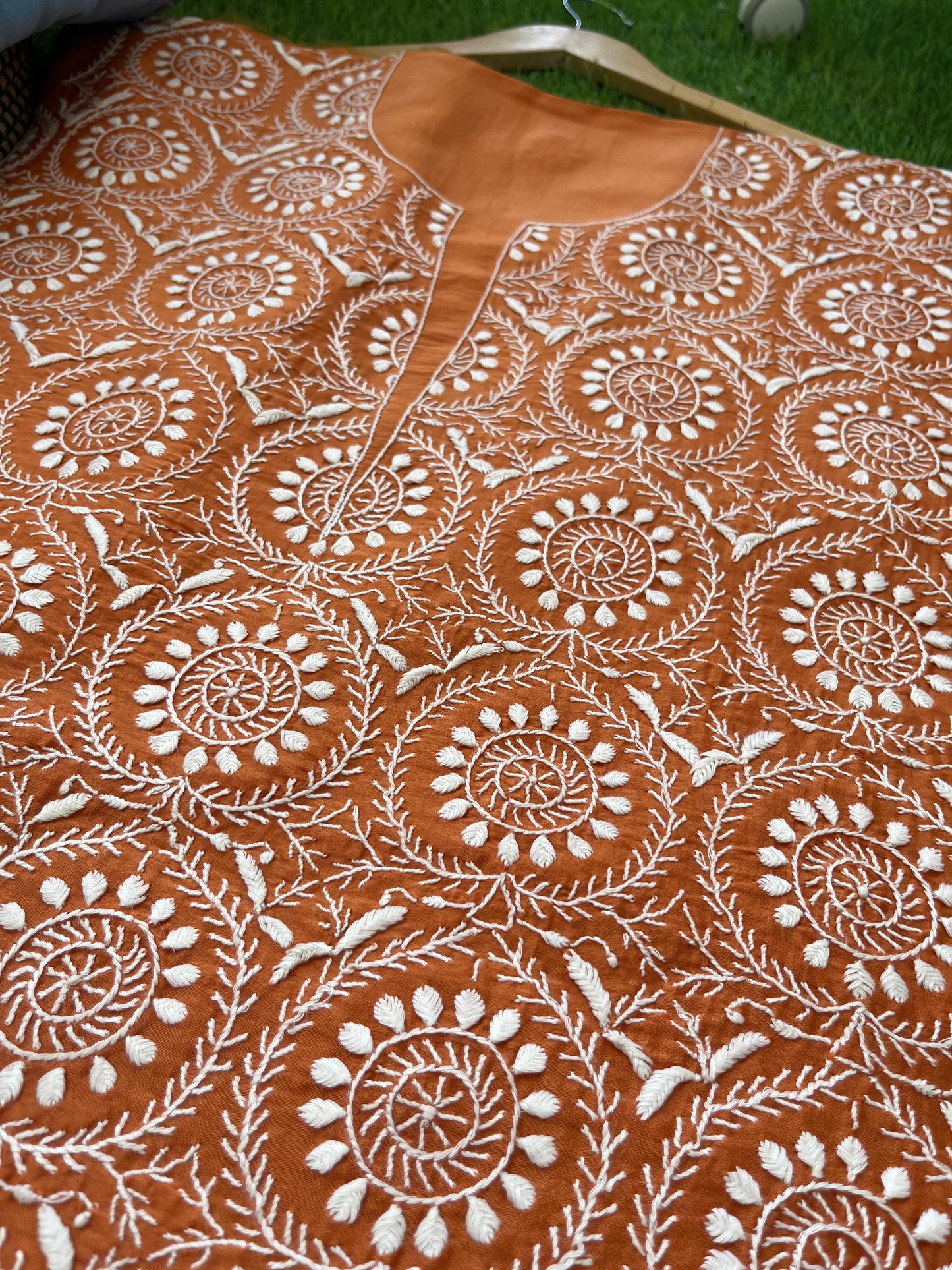Chanderi chikankari kurta