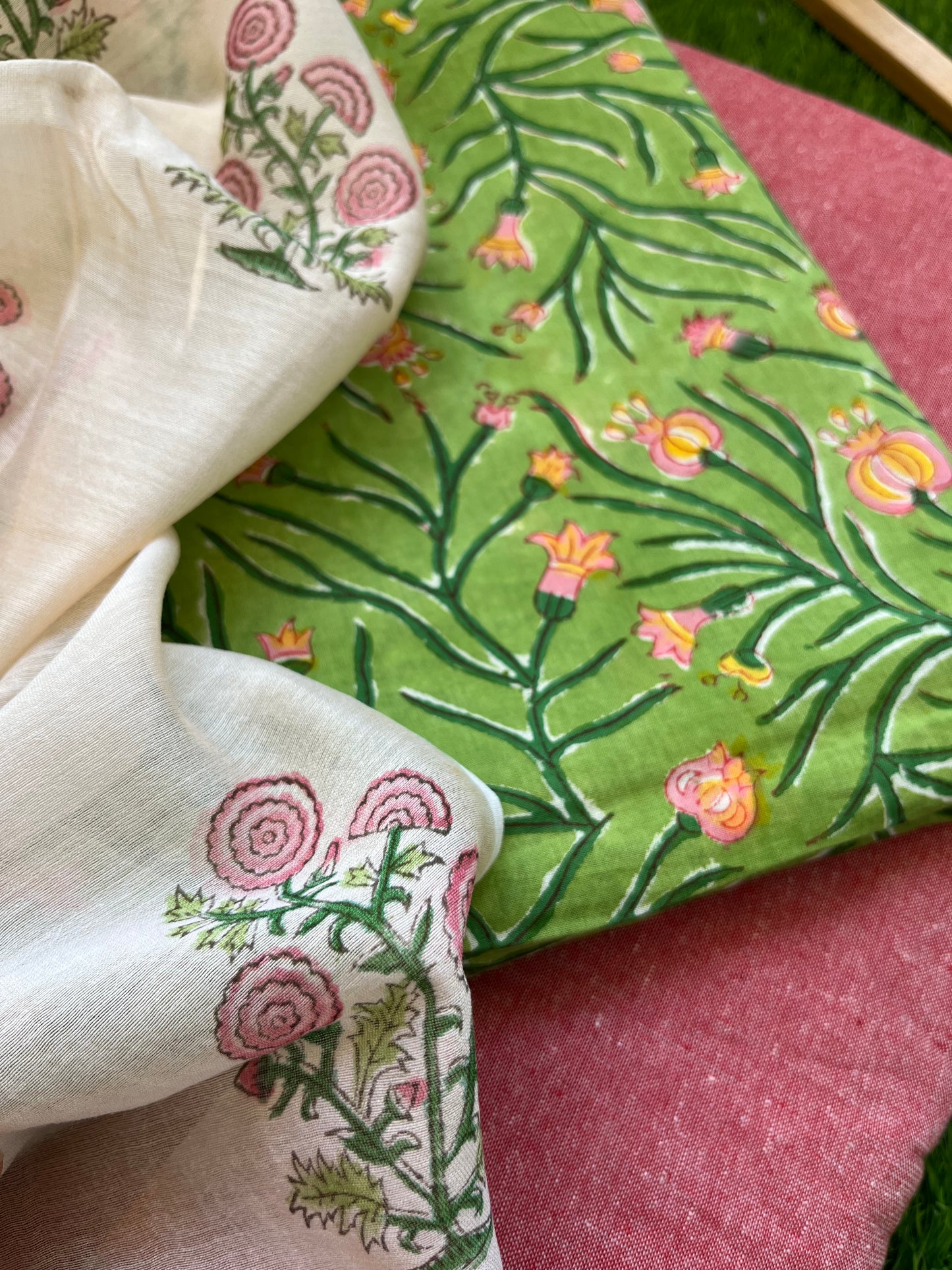 Cotton kurta bottom chanderi dupatta